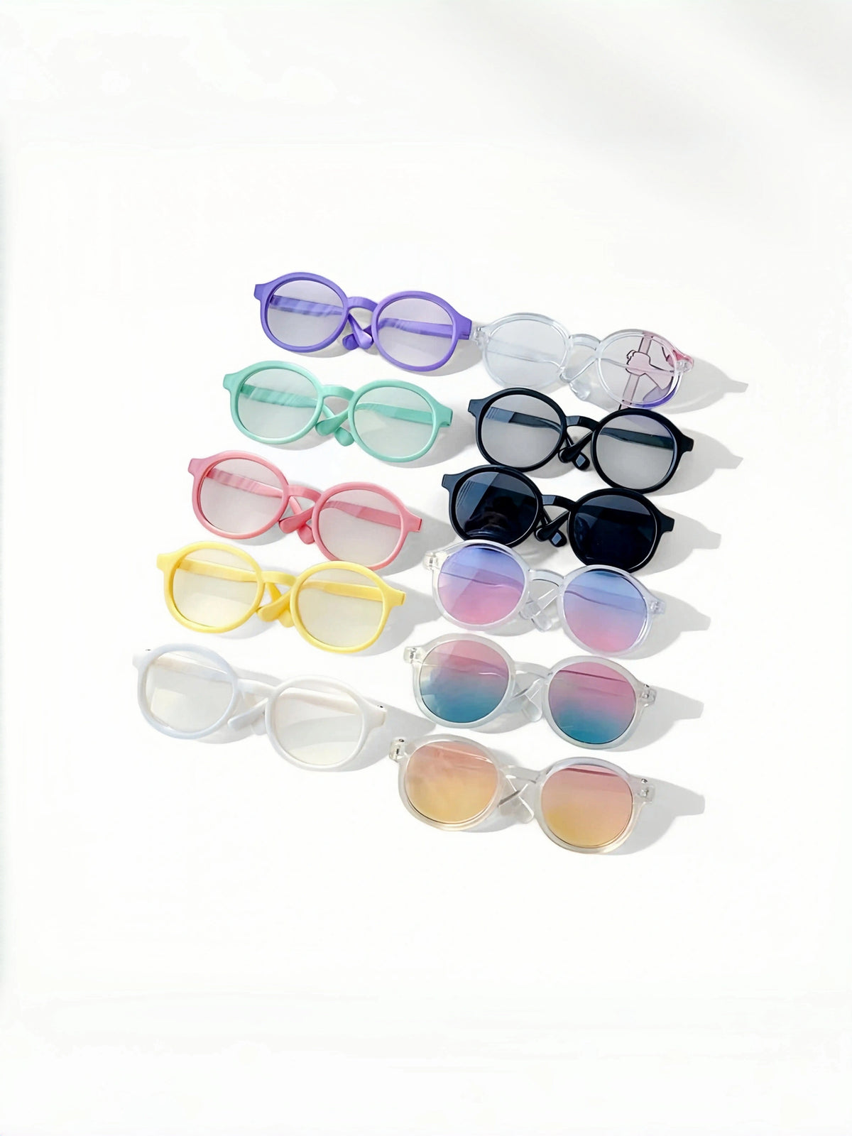 Jelly Bean Retro Round Glasses | 20cm Cotton Doll Clear & Pink Transparent Accessories
