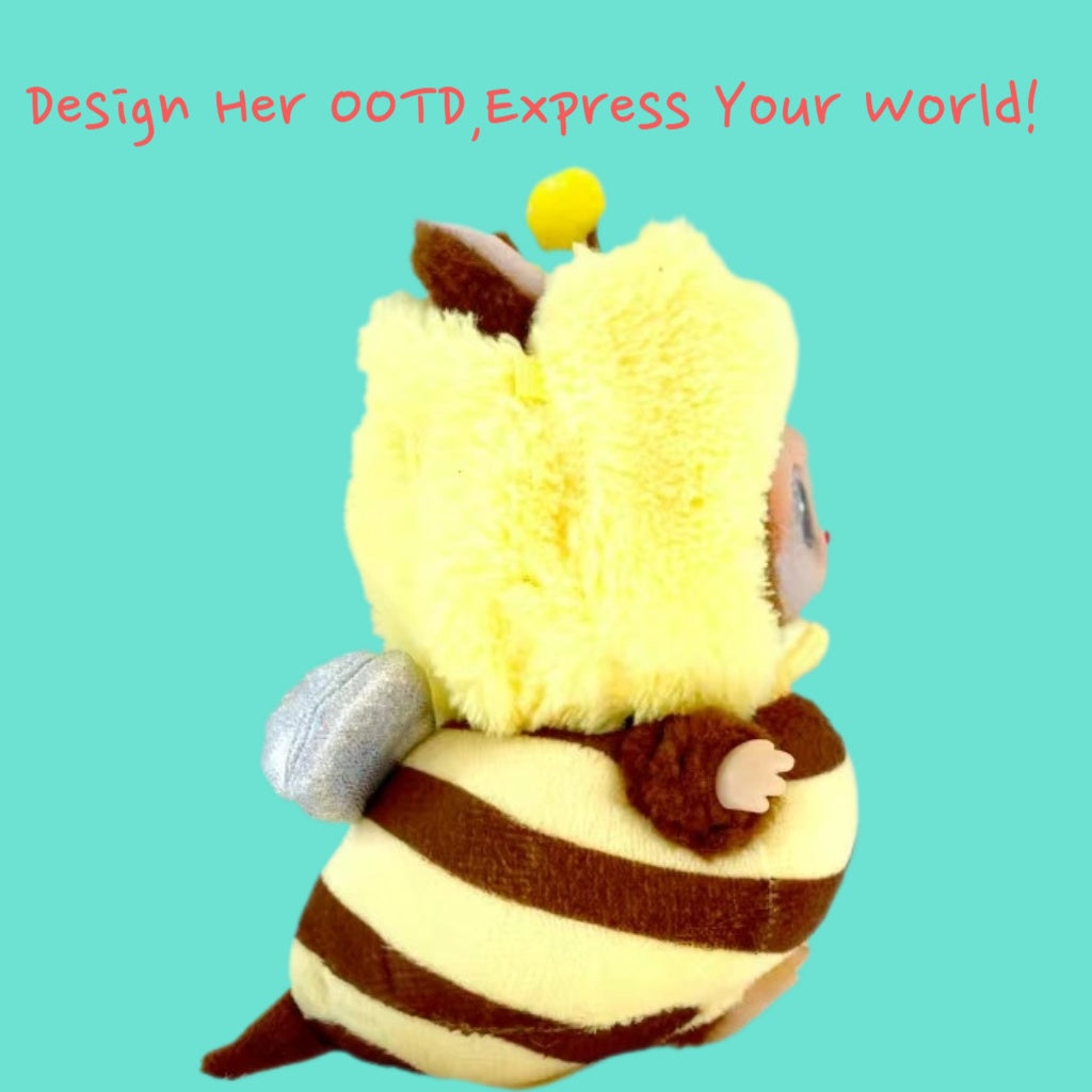 （No Doll)Cute Clothes Set for 17cm Doll – Chic Style Doll Outfit with Hat and Overalls – Kawaii Doll Clothes Accessories for Collectors & Fans