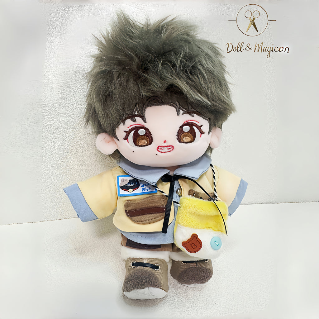(No Doll)20cm Cotton Doll Clothes 6PCS Set – Kawaii Casual Outfit for Stuffed Animal, DIY Dress Up Costume with Accessories