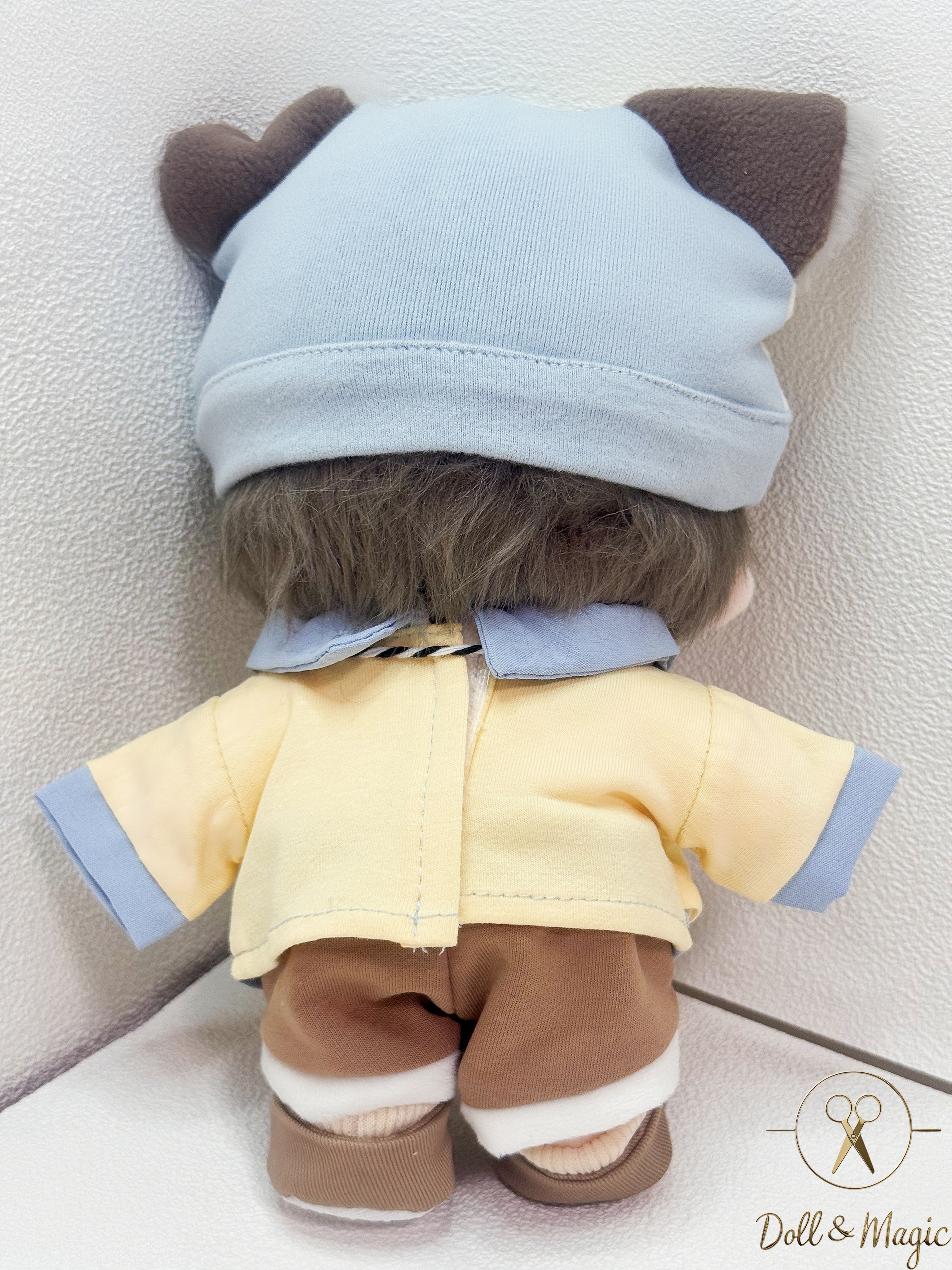 (No Doll)20cm Cotton Doll Clothes 6PCS Set – Kawaii Casual Outfit for Stuffed Animal, DIY Dress Up Costume with Accessories