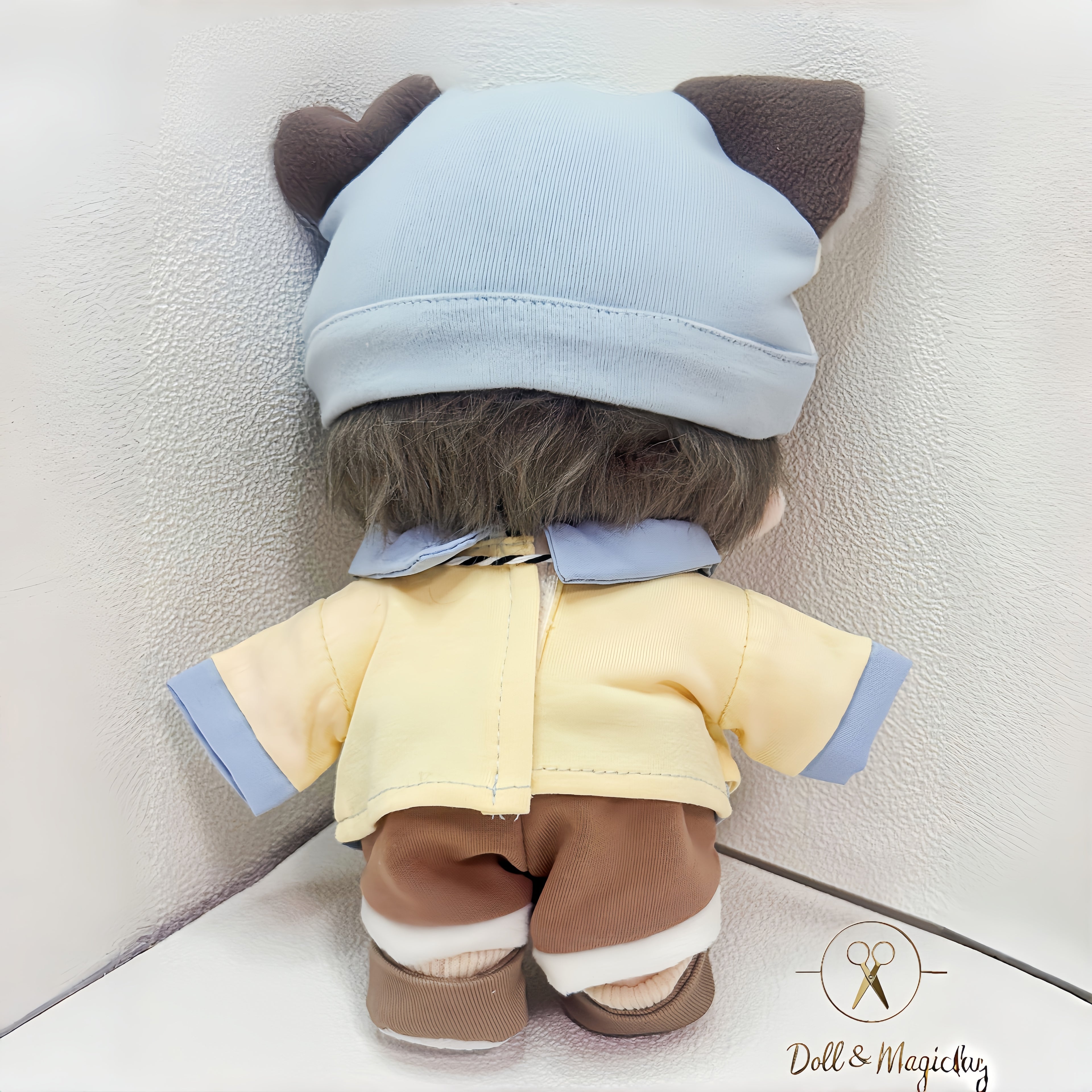 (No Doll)20cm Cotton Doll Clothes 6PCS Set – Kawaii Casual Outfit for Stuffed Animal, DIY Dress Up Costume with Accessories