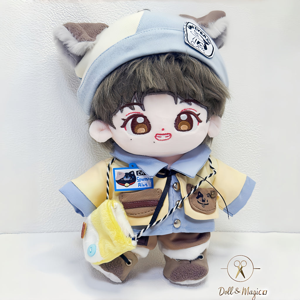(No Doll)20cm Cotton Doll Clothes 6PCS Set – Kawaii Casual Outfit for Stuffed Animal, DIY Dress Up Costume with Accessories