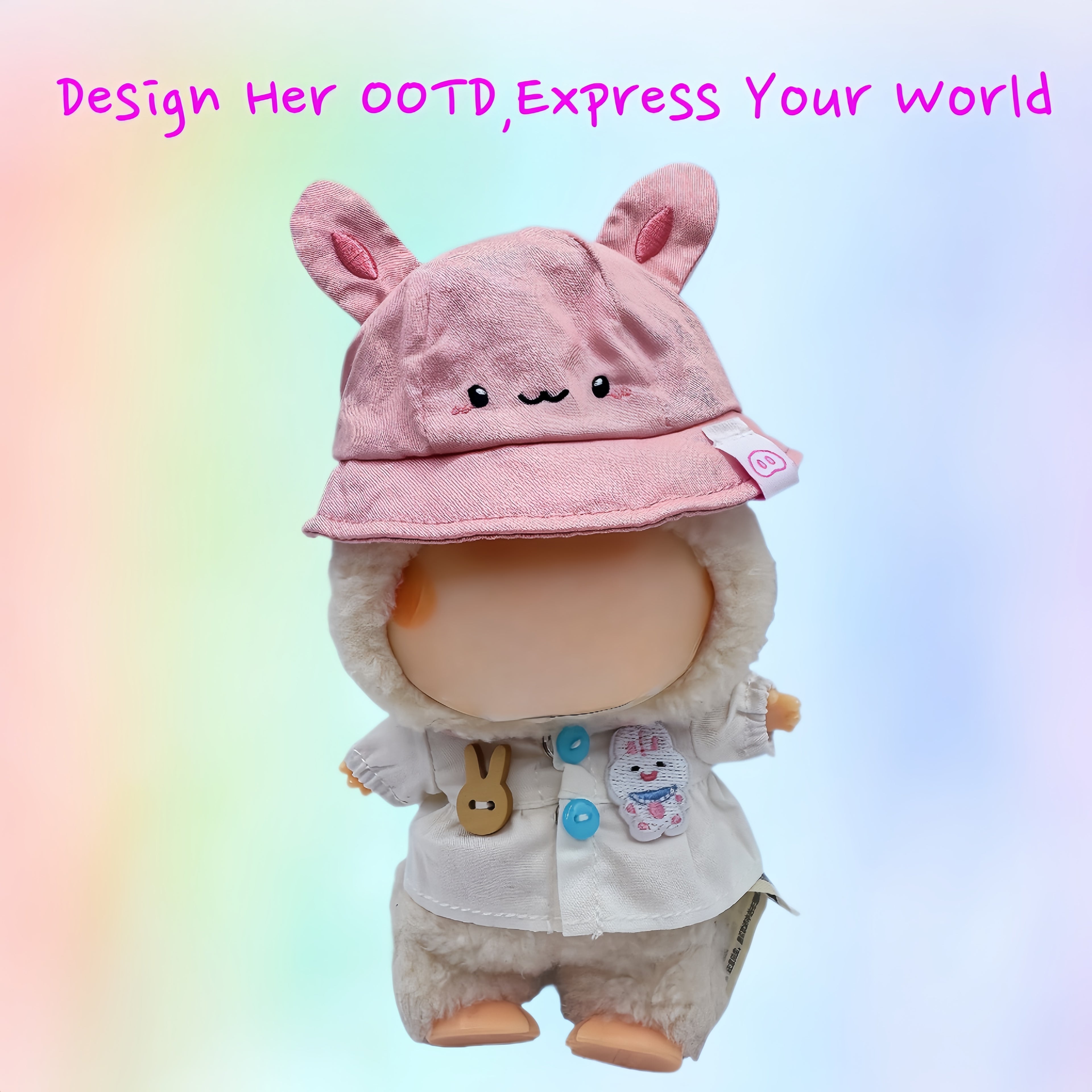 （No Doll)Cute Clothes Set for 17cm Doll – Chic Style Doll Outfit with Hat and Coat – Kawaii Doll Clothes Accessories for Collectors & Fans