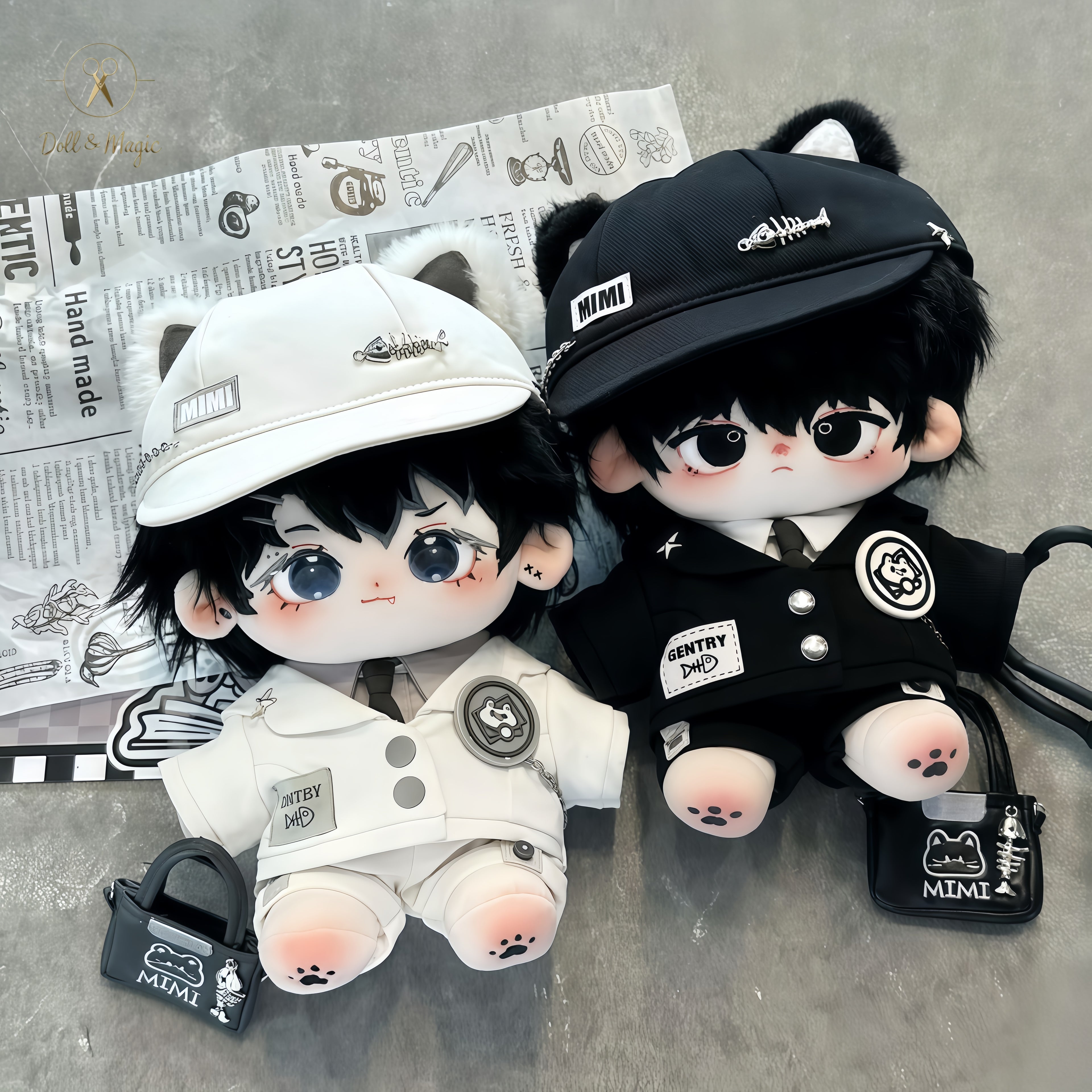 (No Doll)20cm Plush Doll Clothes 6PCS Set – Kawaii Casual Outfit for Stuffed Animal, DIY Dress Up Costume with Accessories