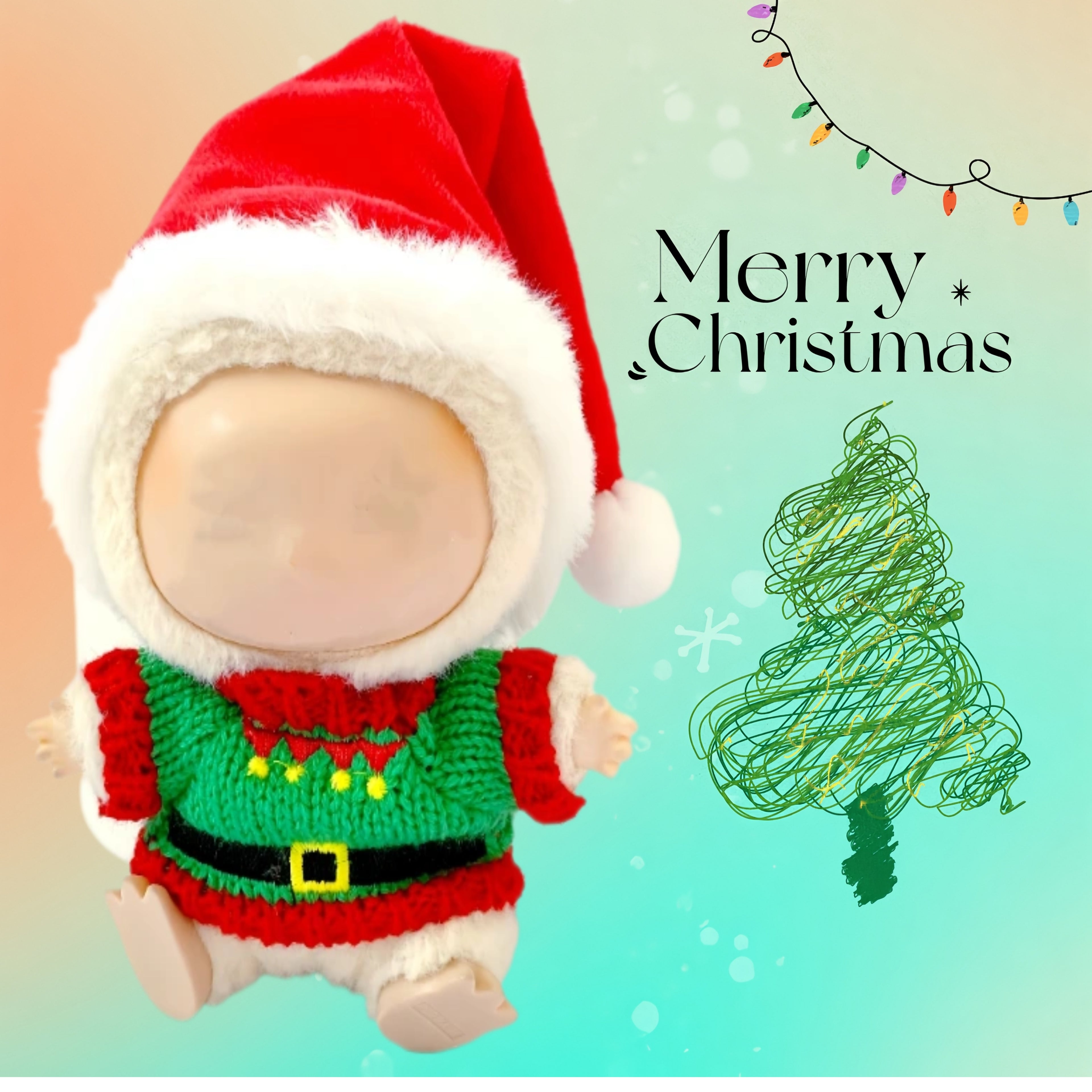 (NO Doll)Doll Outfit Clothes Set for 17cm Dolls, Hand-Knit Fashion Finished Christmas Doll's sweater for Dolls Accessories