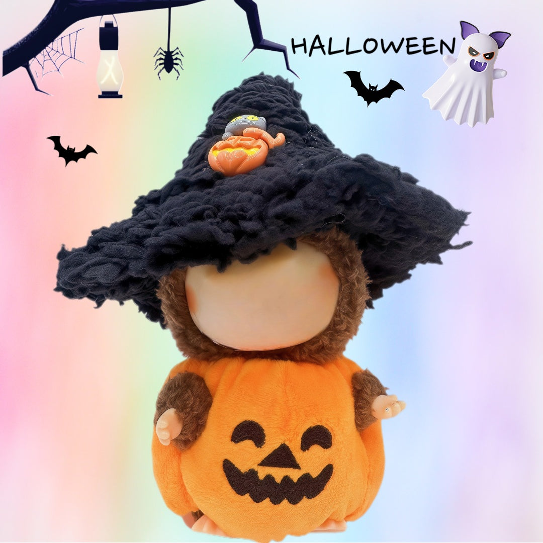 (NO Doll) Doll Outfit Clothes Set for 17cm Dolls, Premium Fashion Halloween Pumpkin Witch Hat for Dolls Accessories