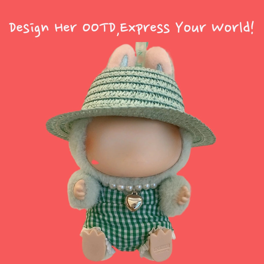 （No Doll)Cute Clothes Set for 17cm Doll – Chic Style Doll Outfit with Hat ,Necklace and Bikini – Kawaii Doll Clothes Accessories for Collectors & Fans