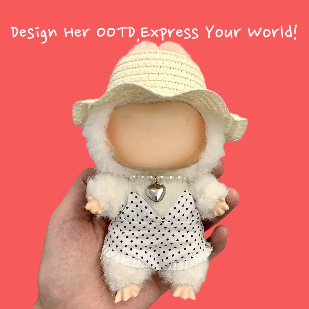 （No Doll)Cute Clothes Set for 17cm Doll – Chic Style Doll Outfit with Hat，Hangbag, Necklace and Bikini – Kawaii Doll Clothes Accessories for Collectors & Fans