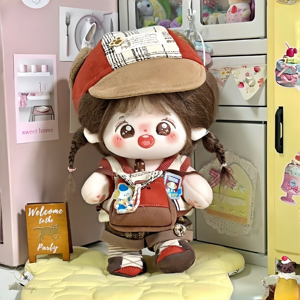 (No Doll)20cm Cotton Doll Clothes 5PCS Set – Kawaii Casual Outfit for Stuffed Animal, DIY Dress Up Costume with Accessories