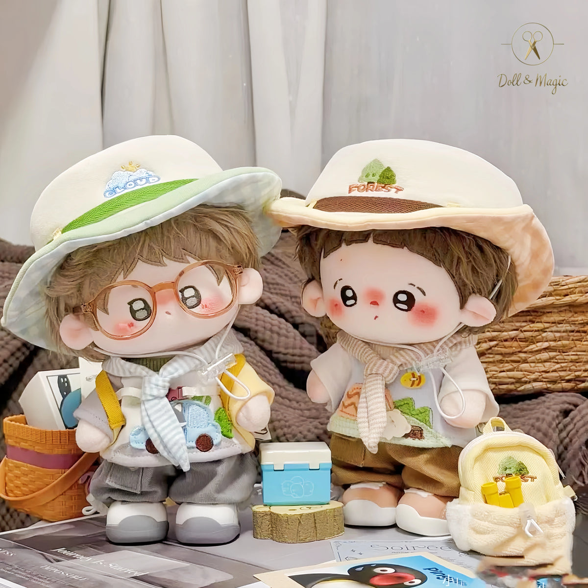 Little Wolf Forest 20cm Doll Outfit  6PCS Set – Kawaii Casual Outfit with Accessories, Perfect Gift for Plush Doll Lovers (No Doll)
