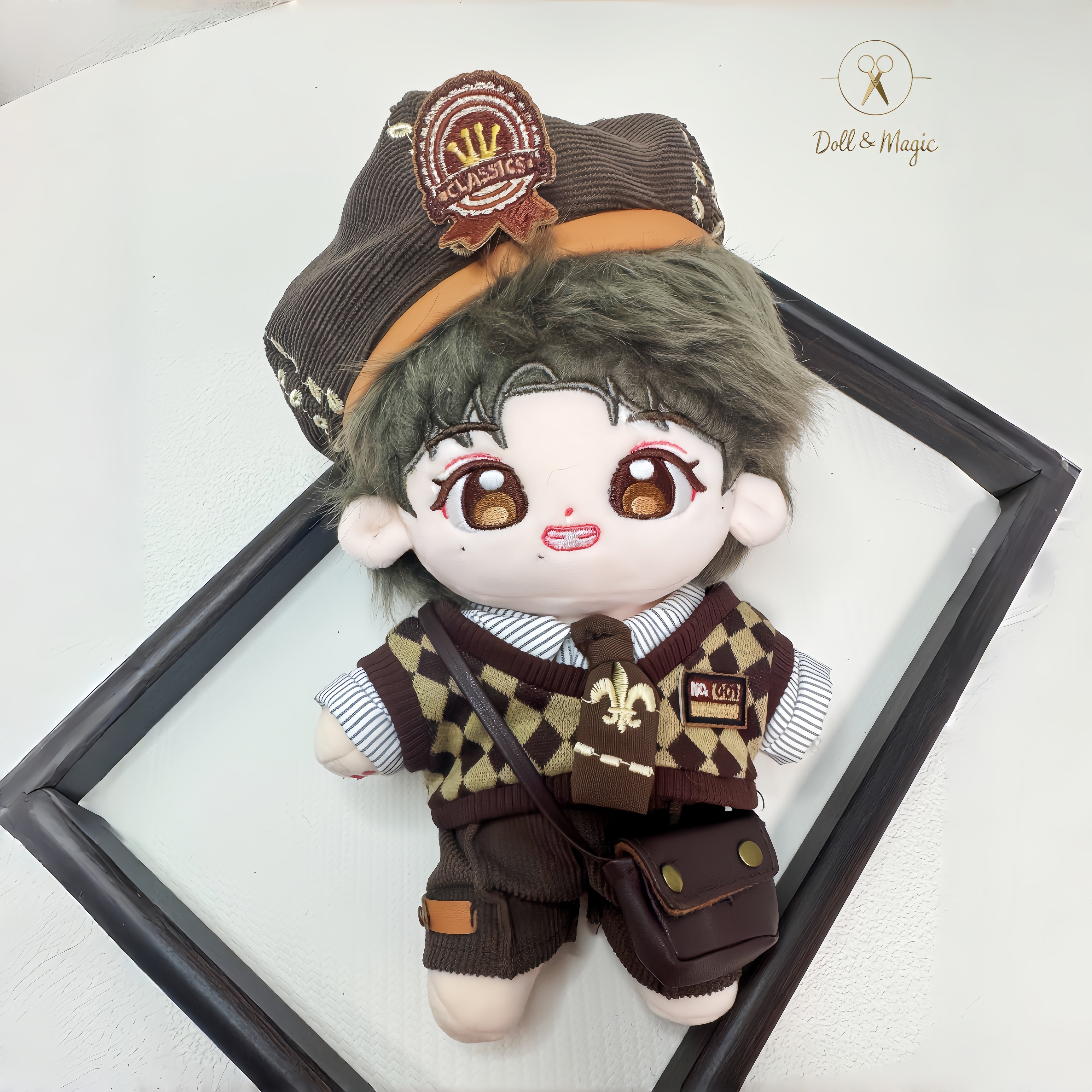 (No Doll)20cm Plush Doll Clothes 6PCS Set – Kawaii Casual Outfit for Stuffed Animal, DIY Dress Up Costume with Accessories