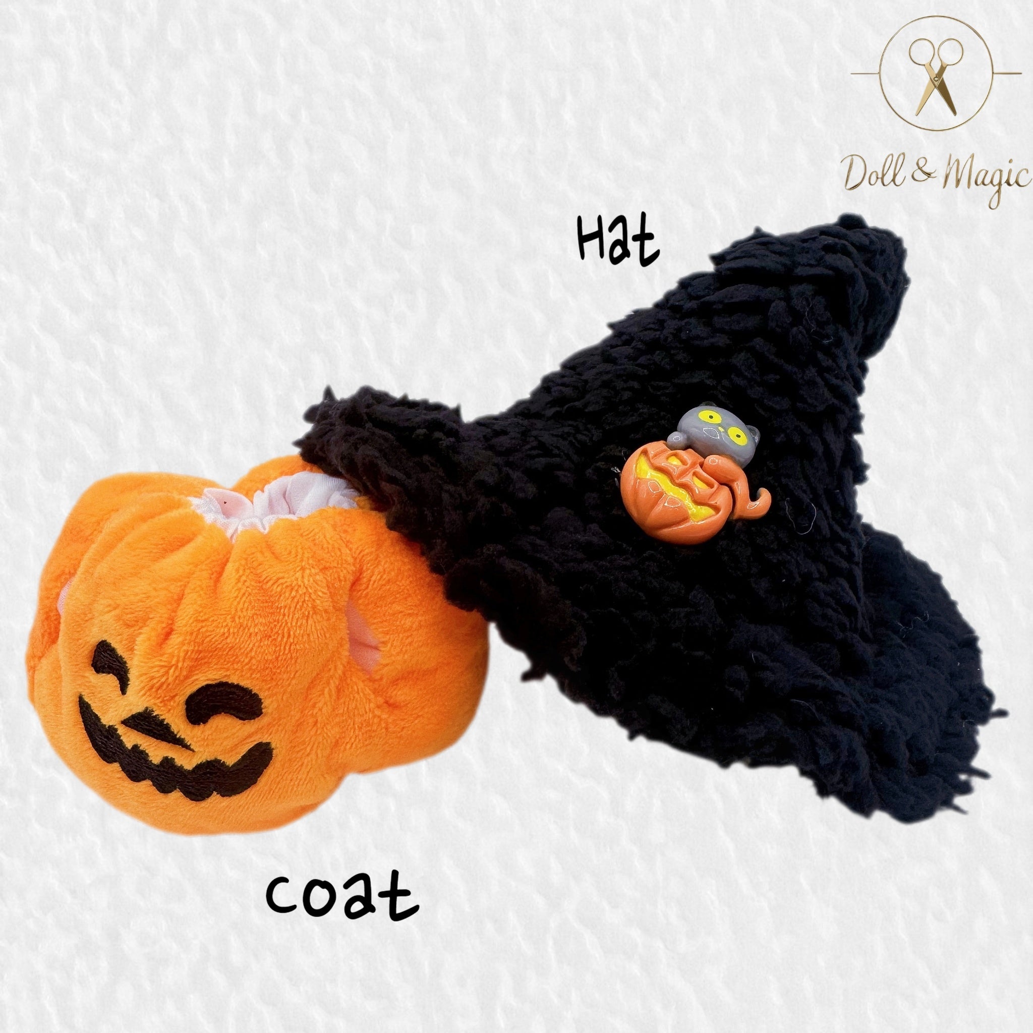 (NO Doll) Doll Outfit Clothes Set for 17cm Dolls, Premium Fashion Halloween Pumpkin Witch Hat for Dolls Accessories