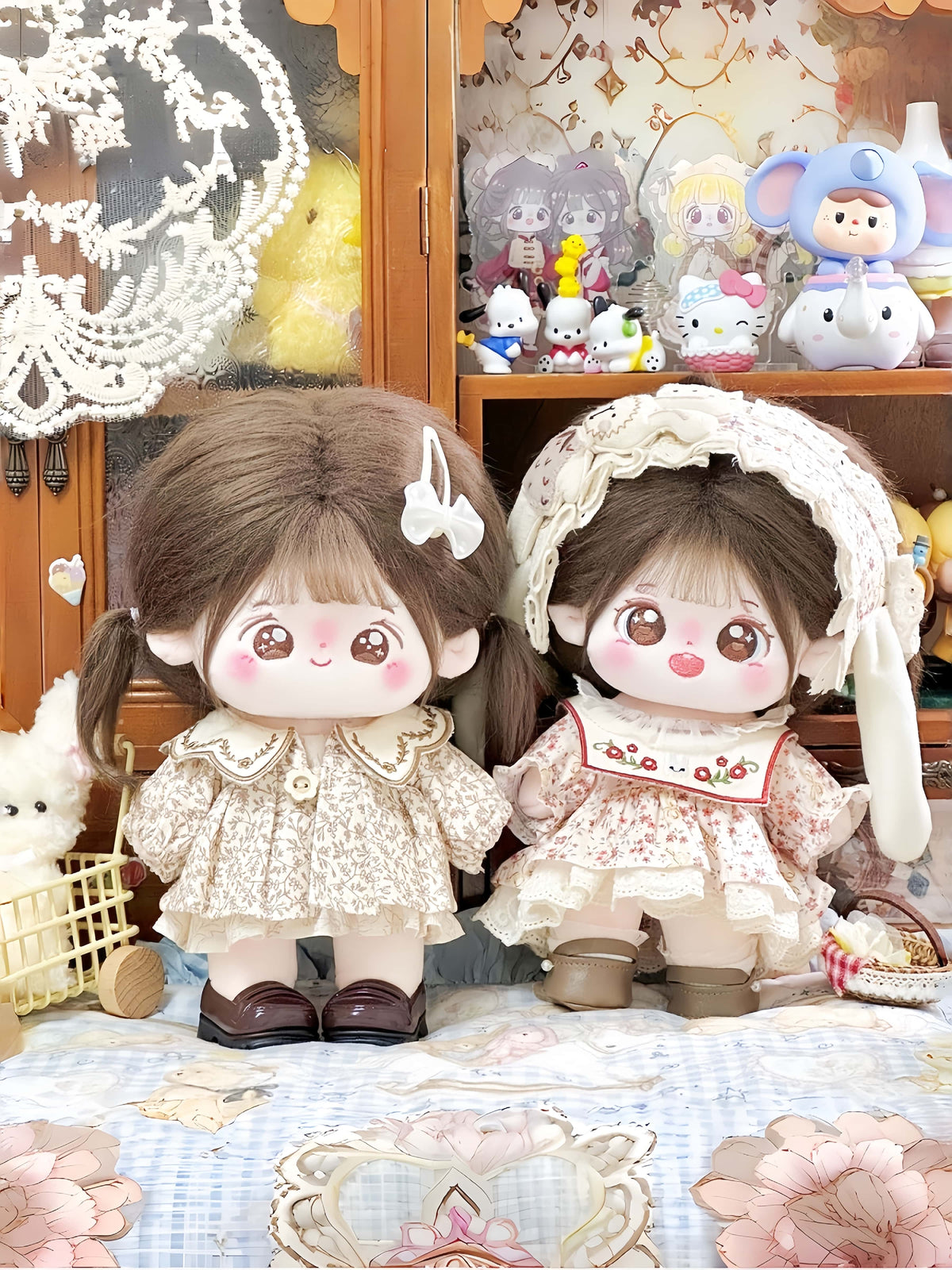 Bunny Whispers 20cm Doll Outfit  3PCS Set – Kawaii Casual Outfit with Accessories, Perfect Gift for Plush Doll Lovers (No Doll)