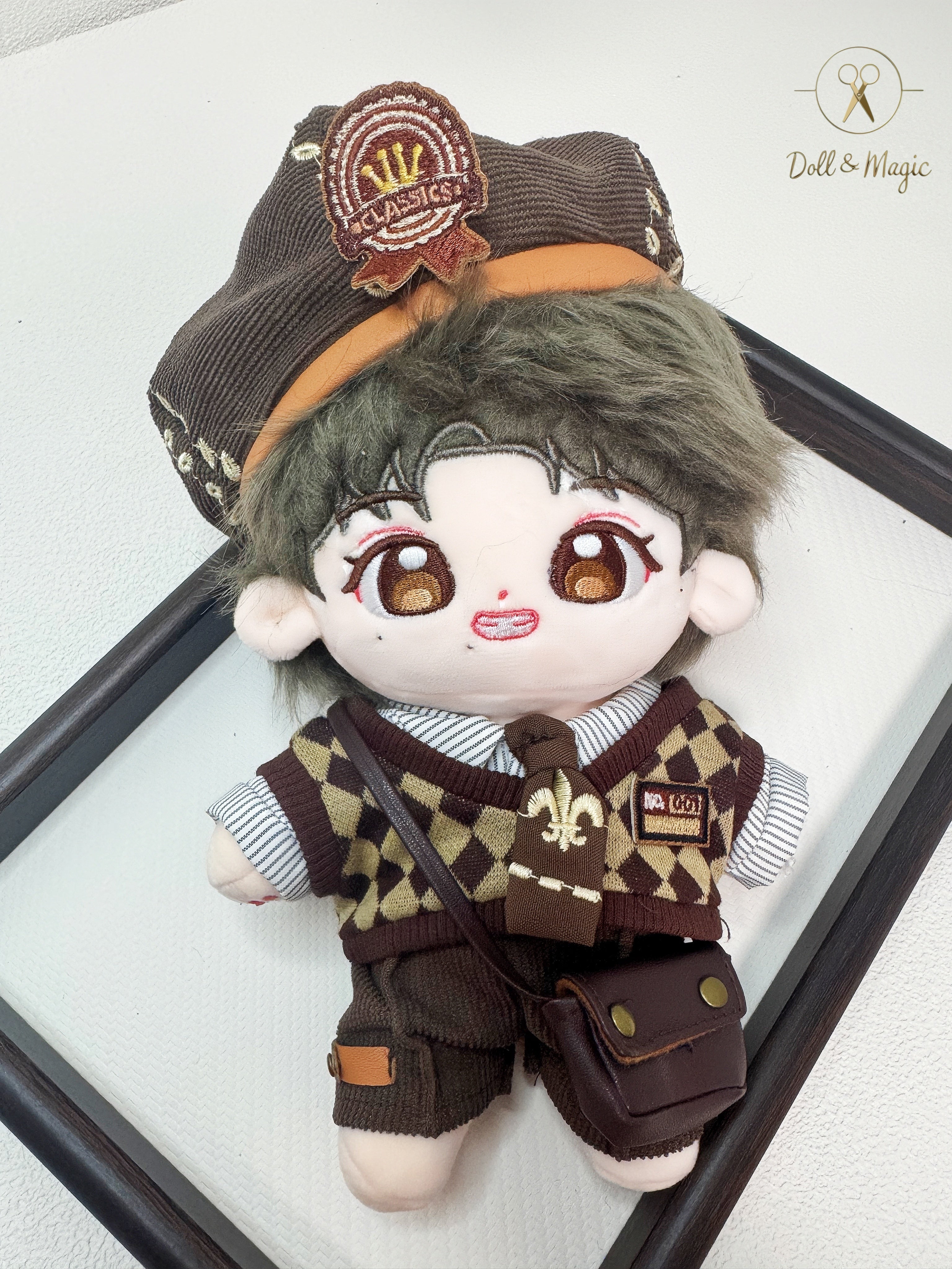 (No Doll)20cm Plush Doll Clothes 6PCS Set – Kawaii Casual Outfit for Stuffed Animal, DIY Dress Up Costume with Accessories