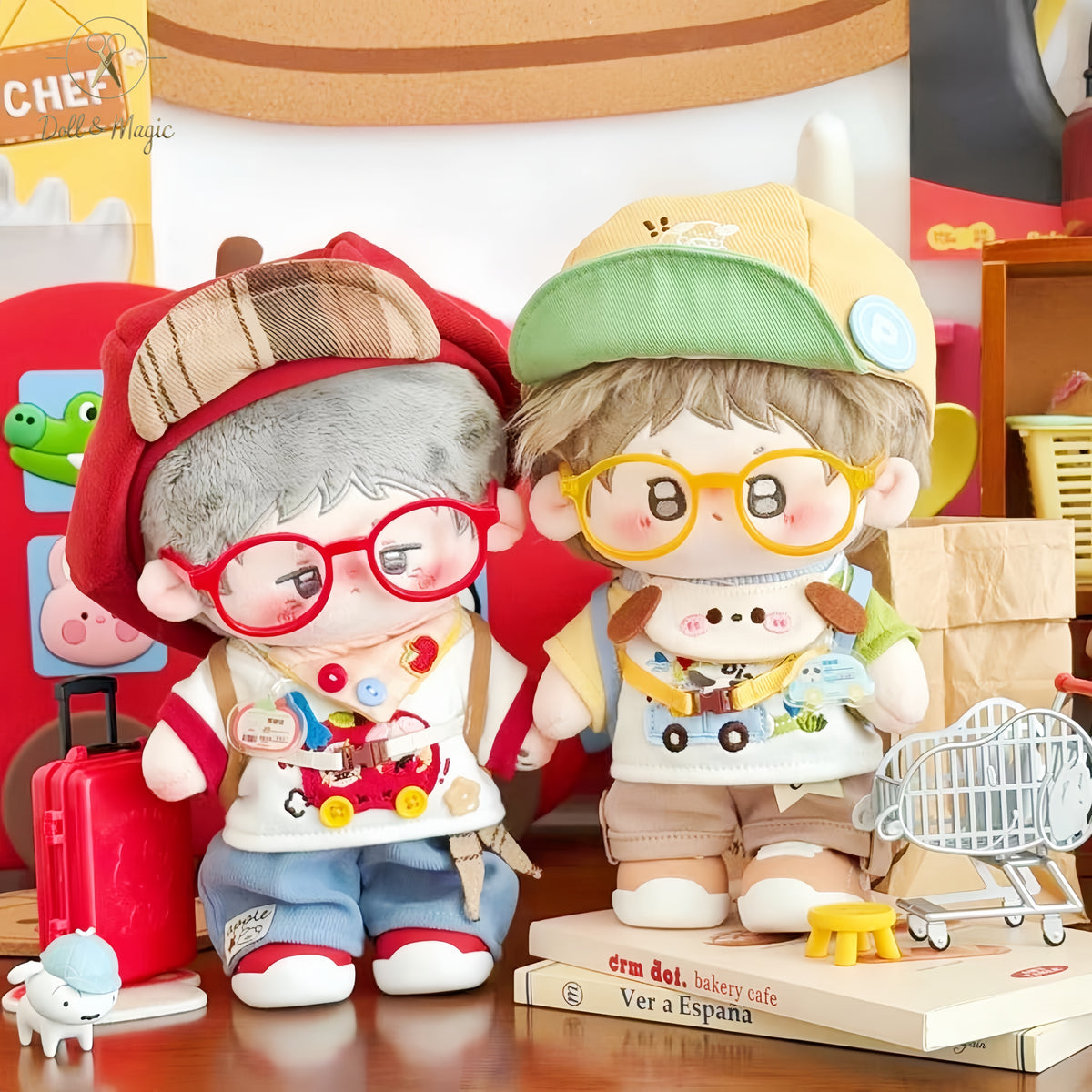 Puppy Didi Car 20cm Doll Outfit  6PCS Set – Kawaii Casual Outfit with Accessories, Perfect Gift for Plush Doll Lovers (No Doll)