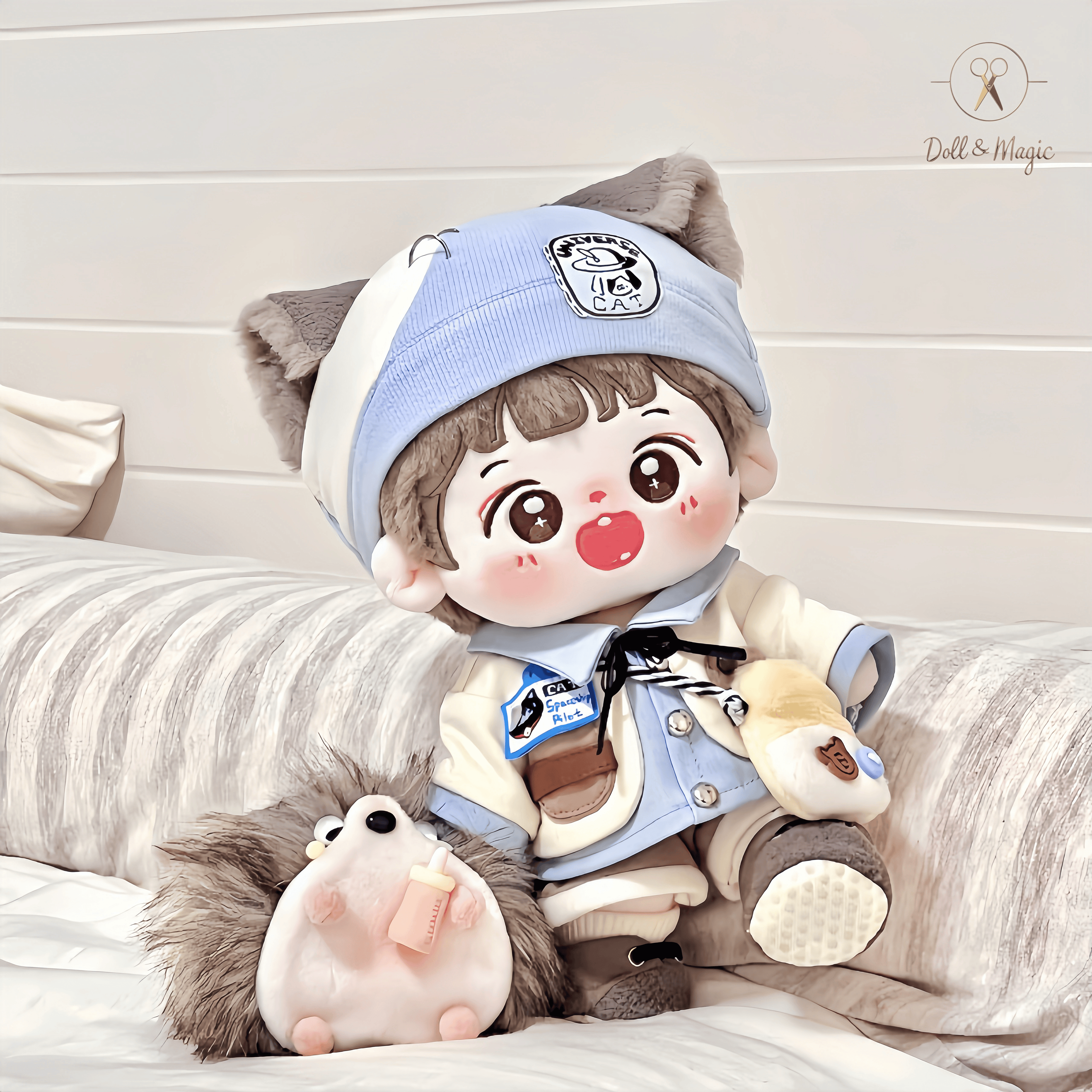 (No Doll)20cm Cotton Doll Clothes 6PCS Set – Kawaii Casual Outfit for Stuffed Animal, DIY Dress Up Costume with Accessories