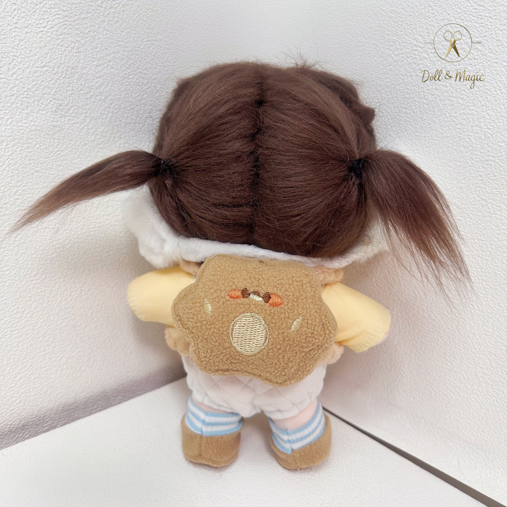 (No Doll)20cm Plush Doll Clothes 4PCS Set – Kawaii Casual Outfit for Stuffed Animal, DIY Dress Up Costume with Accessories