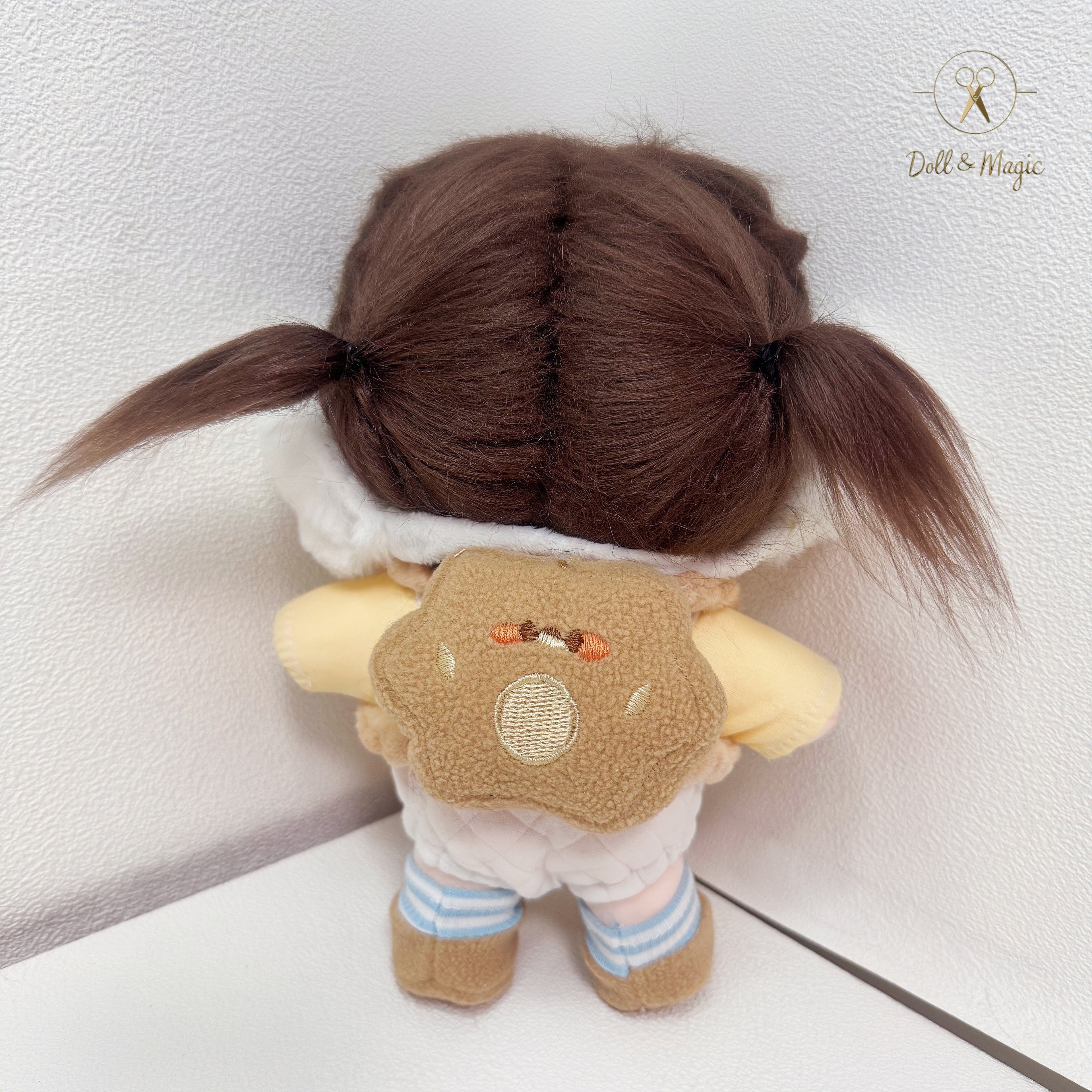 (No Doll)20cm Plush Doll Clothes 4PCS Set – Kawaii Casual Outfit for Stuffed Animal, DIY Dress Up Costume with Accessories