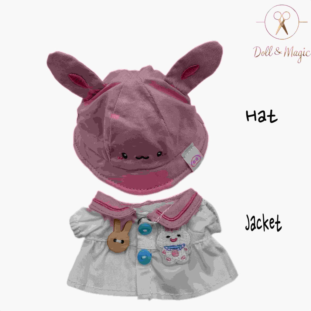 （No Doll)Cute Clothes Set for 17cm Doll – Chic Style Doll Outfit with Hat and Coat – Kawaii Doll Clothes Accessories for Collectors & Fans