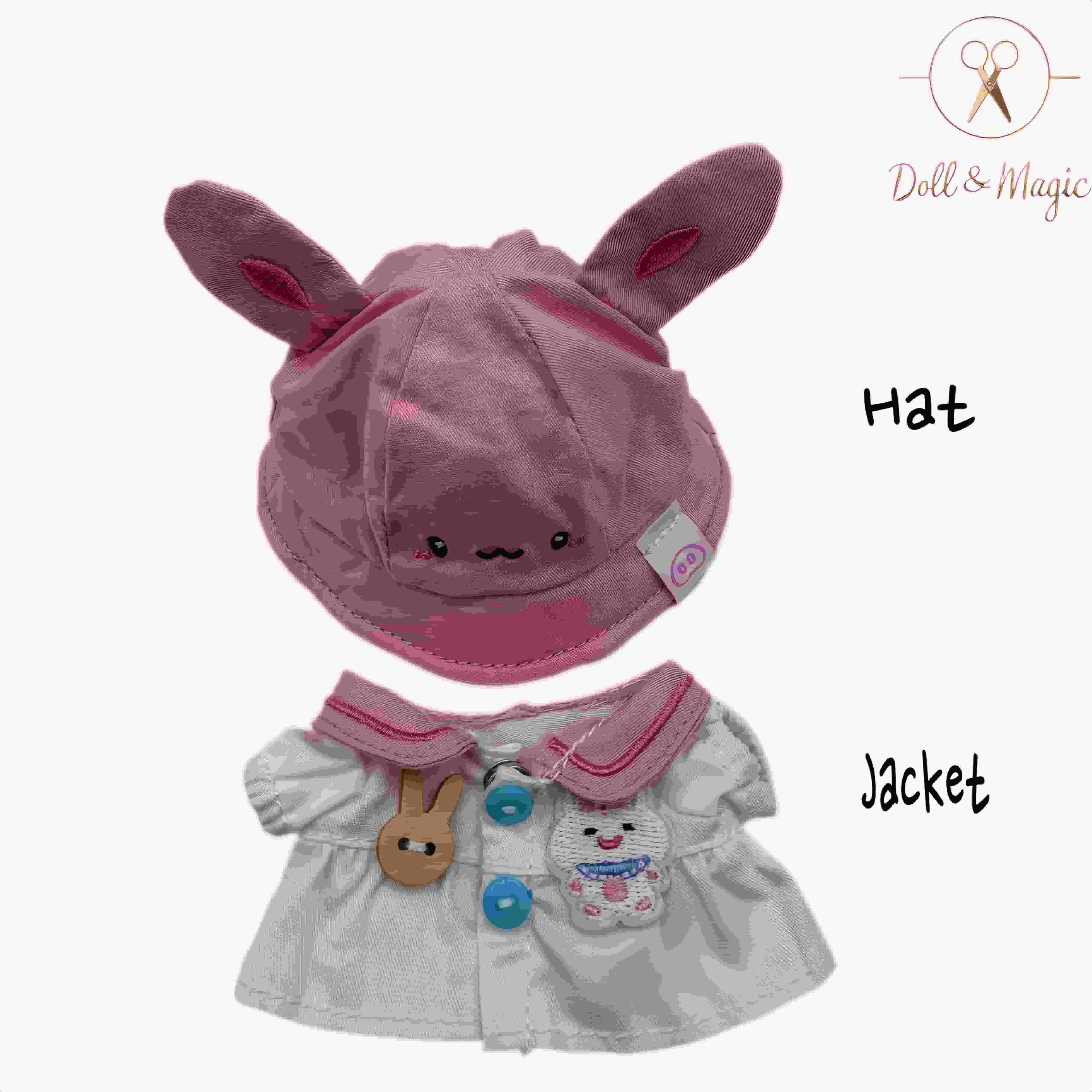 （No Doll)Cute Clothes Set for 17cm Doll – Chic Style Doll Outfit with Hat and Coat – Kawaii Doll Clothes Accessories for Collectors & Fans