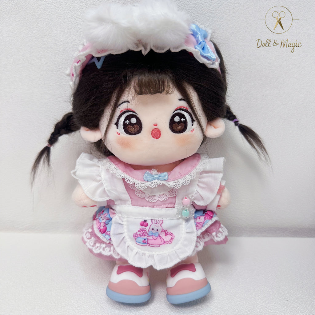 (No Doll)20cm Plush Doll Clothes 4PCS Set – Kawaii Casual Outfit for Stuffed Animal, DIY Dress Up Costume with Accessories