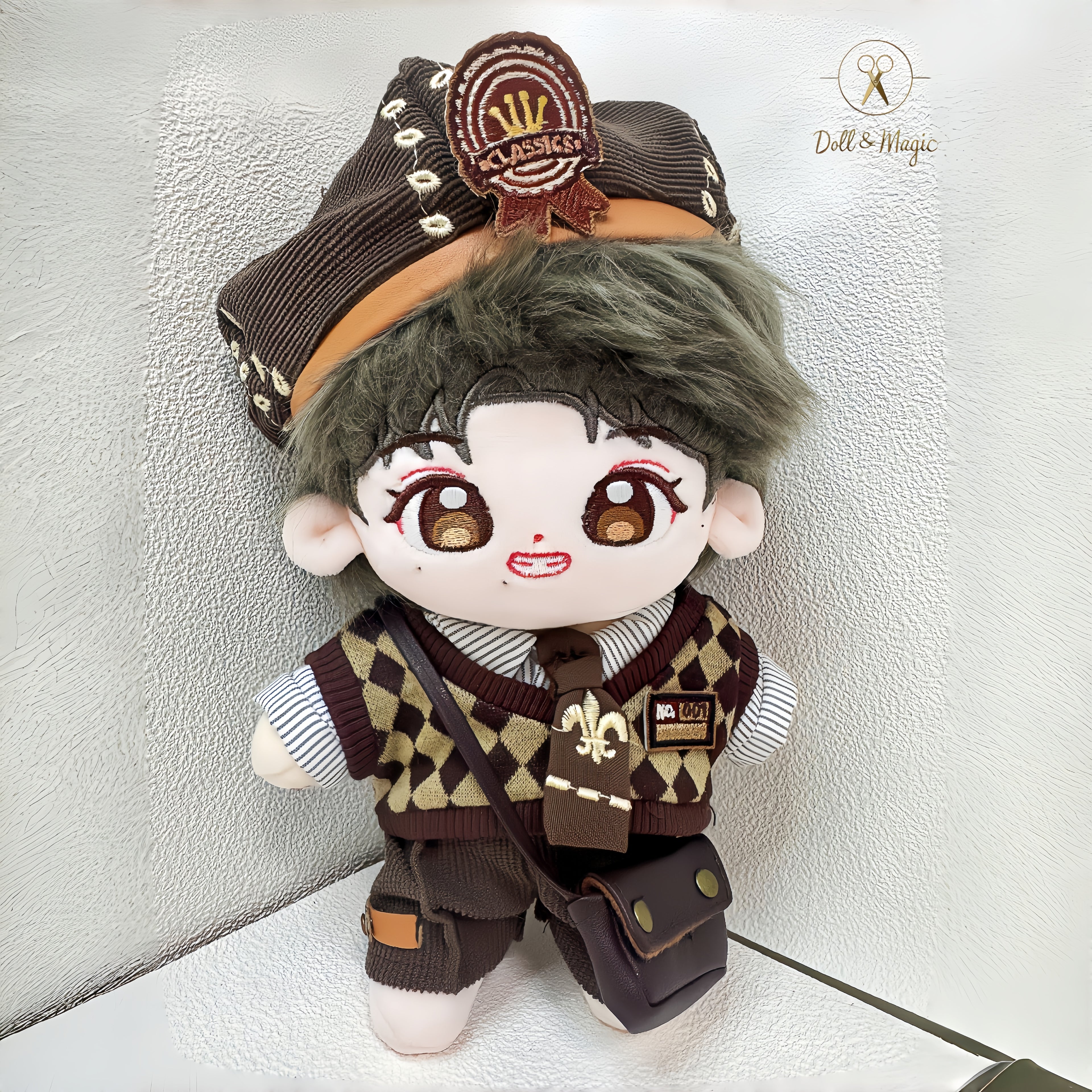 (No Doll)20cm Plush Doll Clothes 6PCS Set – Kawaii Casual Outfit for Stuffed Animal, DIY Dress Up Costume with Accessories