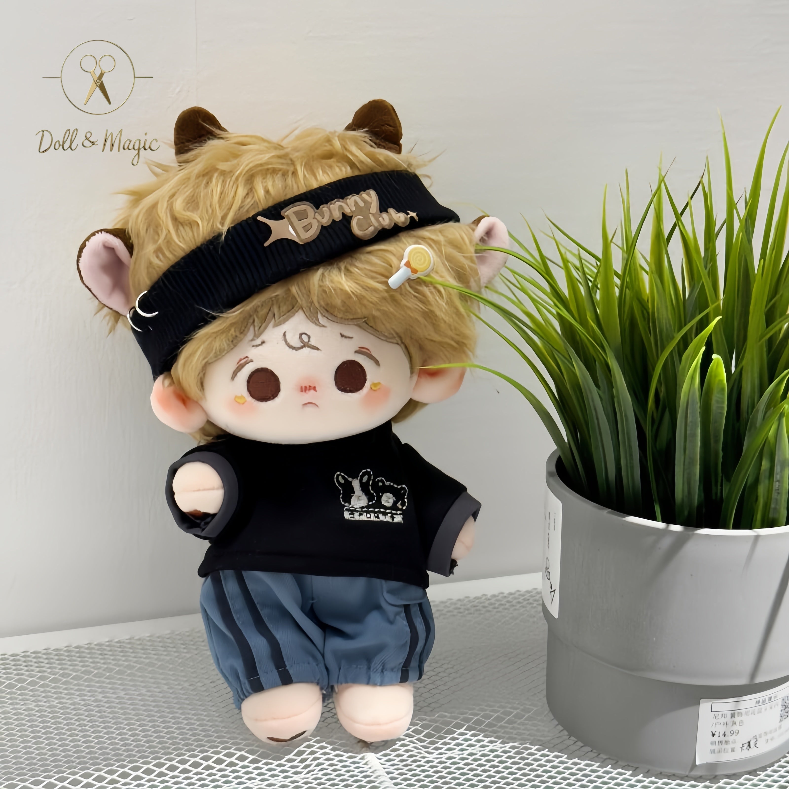 (No Doll)20cm Plush Doll Clothes 5PCS Set – Kawaii Casual Outfit for Stuffed Animal, DIY Dress Up Costume with Accessories