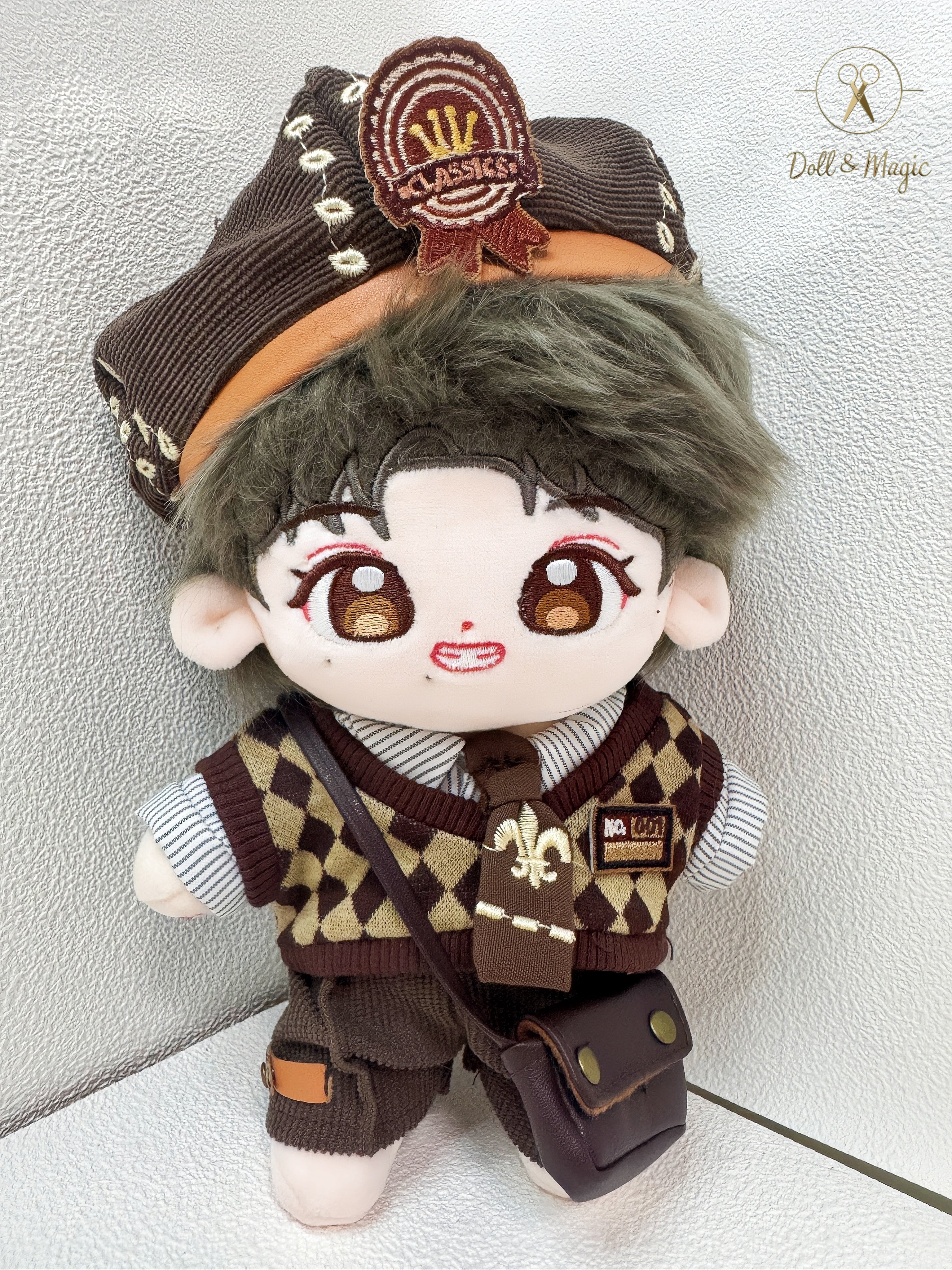 (No Doll)20cm Plush Doll Clothes 6PCS Set – Kawaii Casual Outfit for Stuffed Animal, DIY Dress Up Costume with Accessories