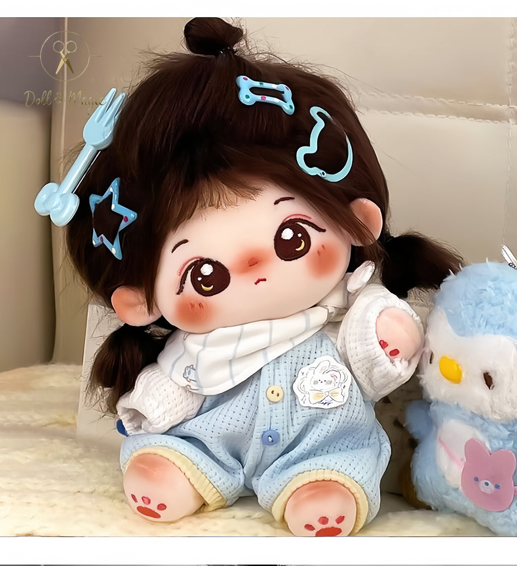 (No Doll)20cm Plush Doll Clothes 3PCS Set – Kawaii Casual Outfit for Stuffed Animal, DIY Dress Up Costume with Accessories