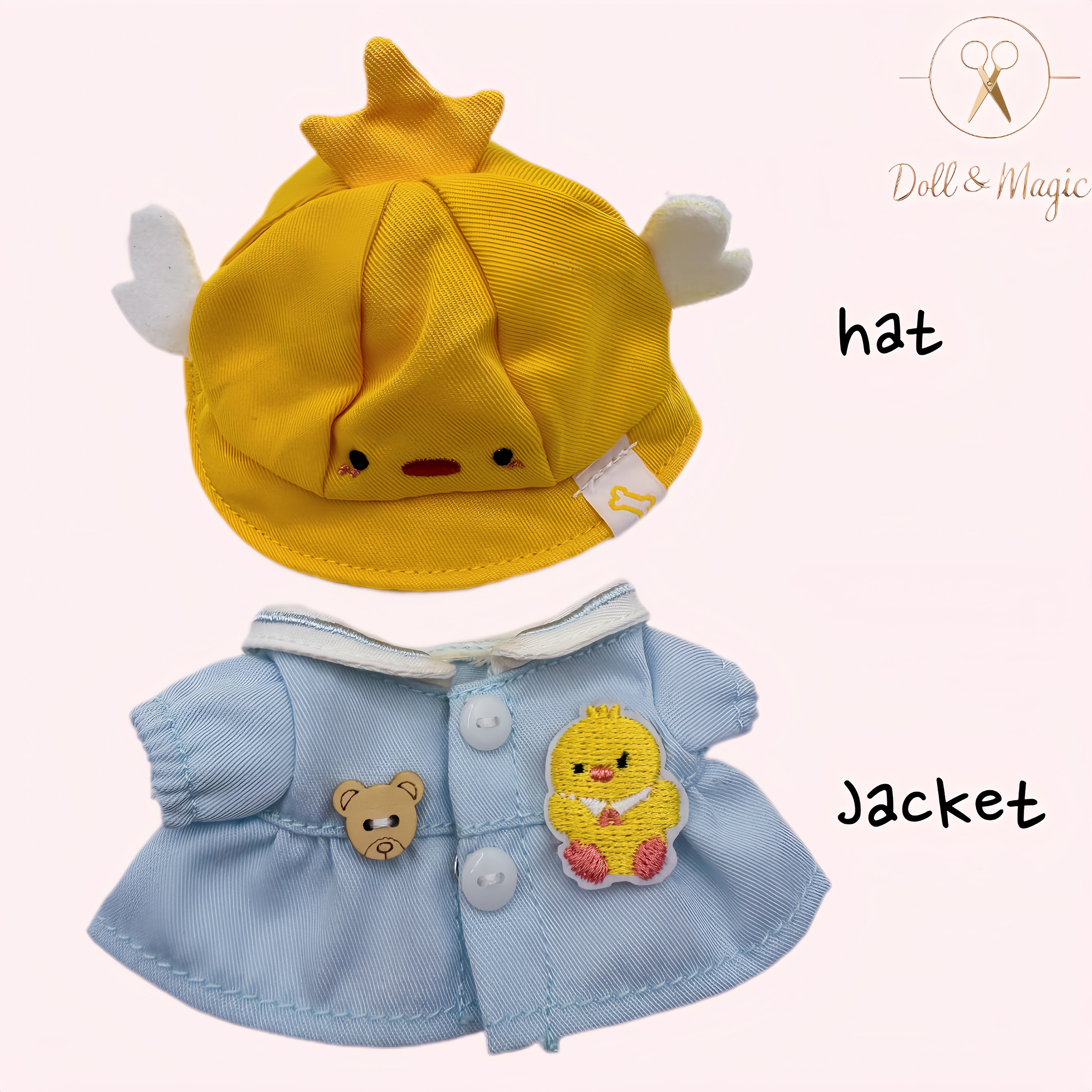 （No Doll)Cute Clothes Set for 17cm Doll – Chic Style Doll Outfit with Hat and Coat – Kawaii Doll Clothes Accessories for Collectors & Fans