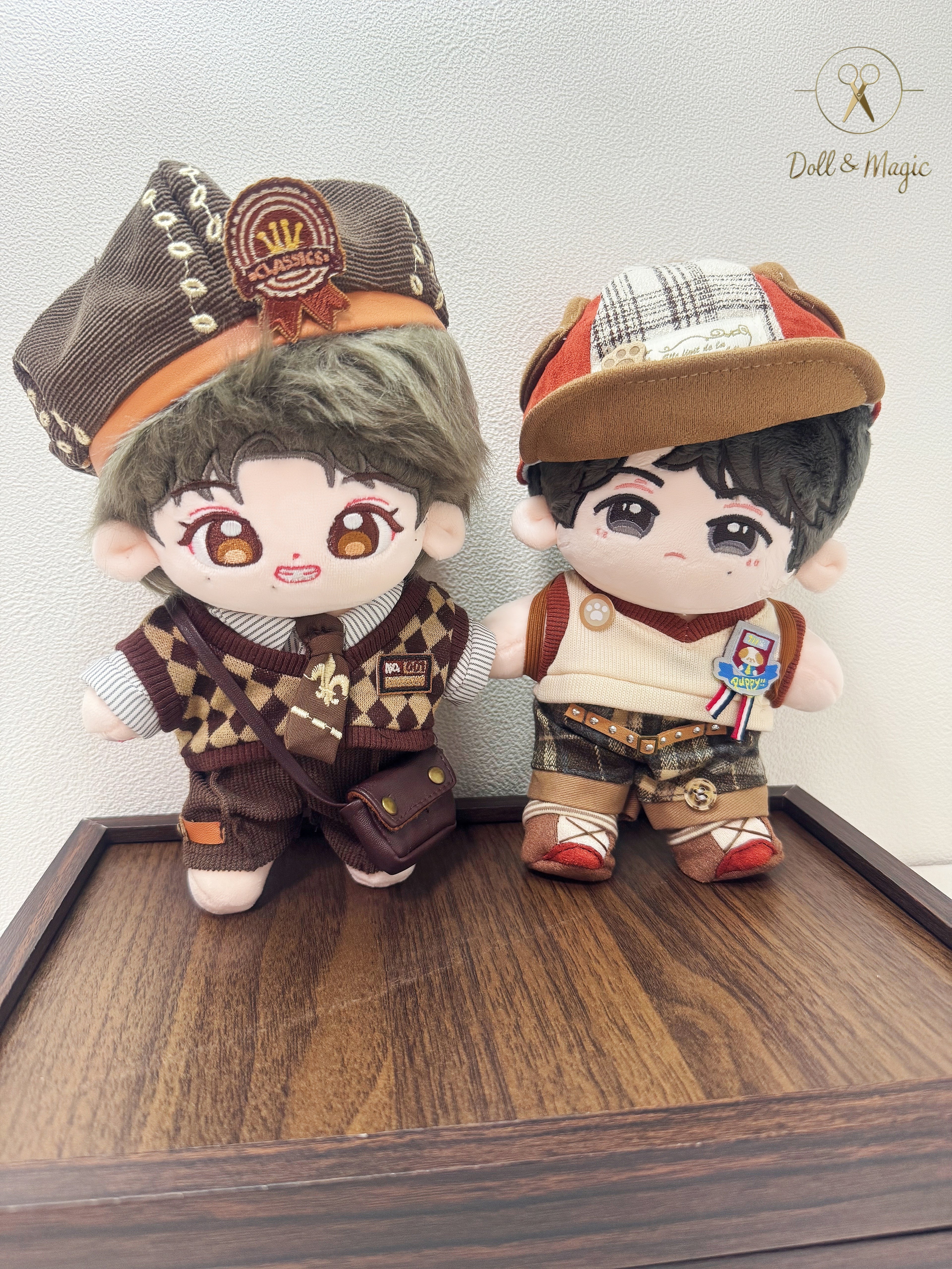 (No Doll)20cm Plush Doll Clothes 6PCS Set – Kawaii Casual Outfit for Stuffed Animal, DIY Dress Up Costume with Accessories