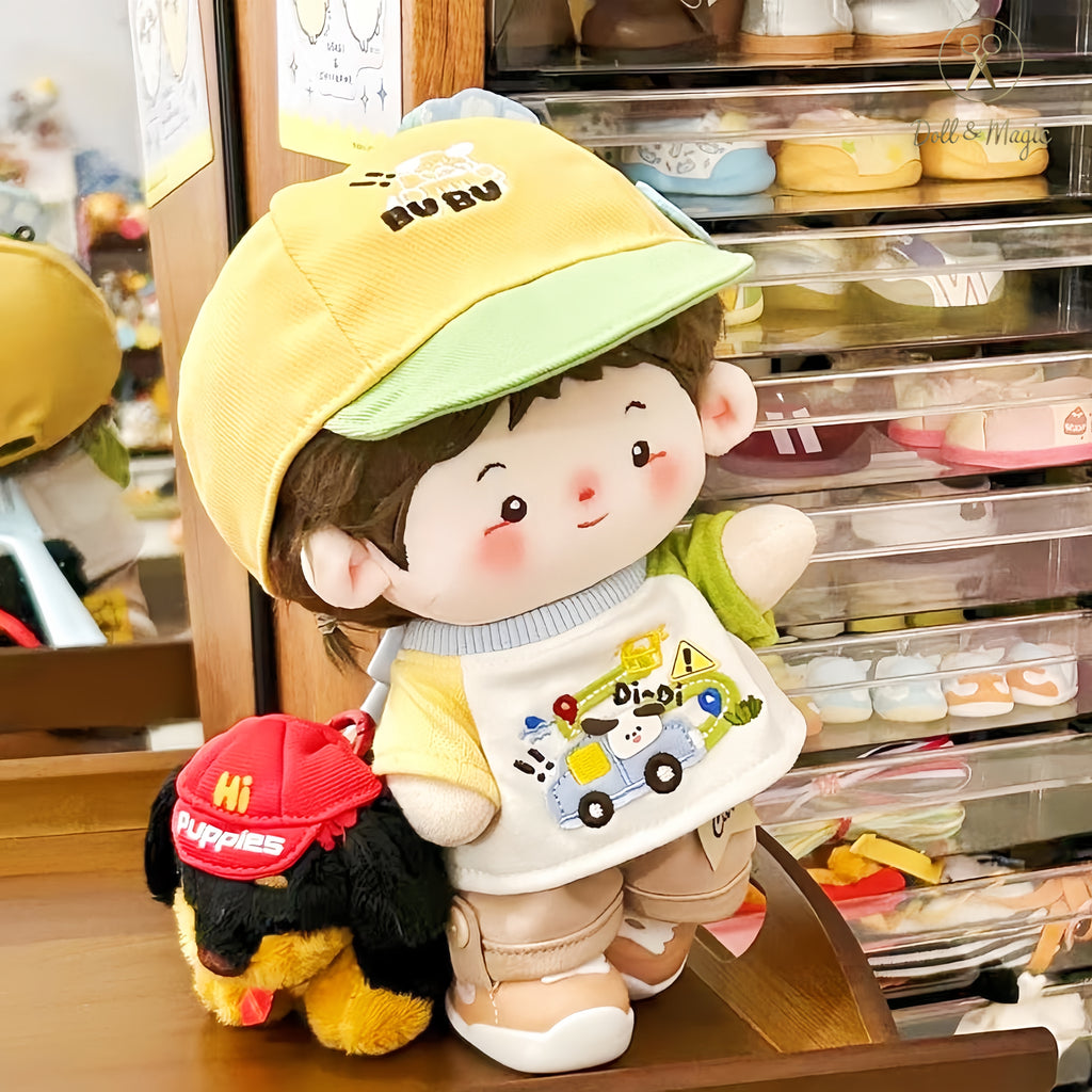Puppy Didi Car 20cm Doll Outfit  6PCS Set – Kawaii Casual Outfit with Accessories, Perfect Gift for Plush Doll Lovers (No Doll)