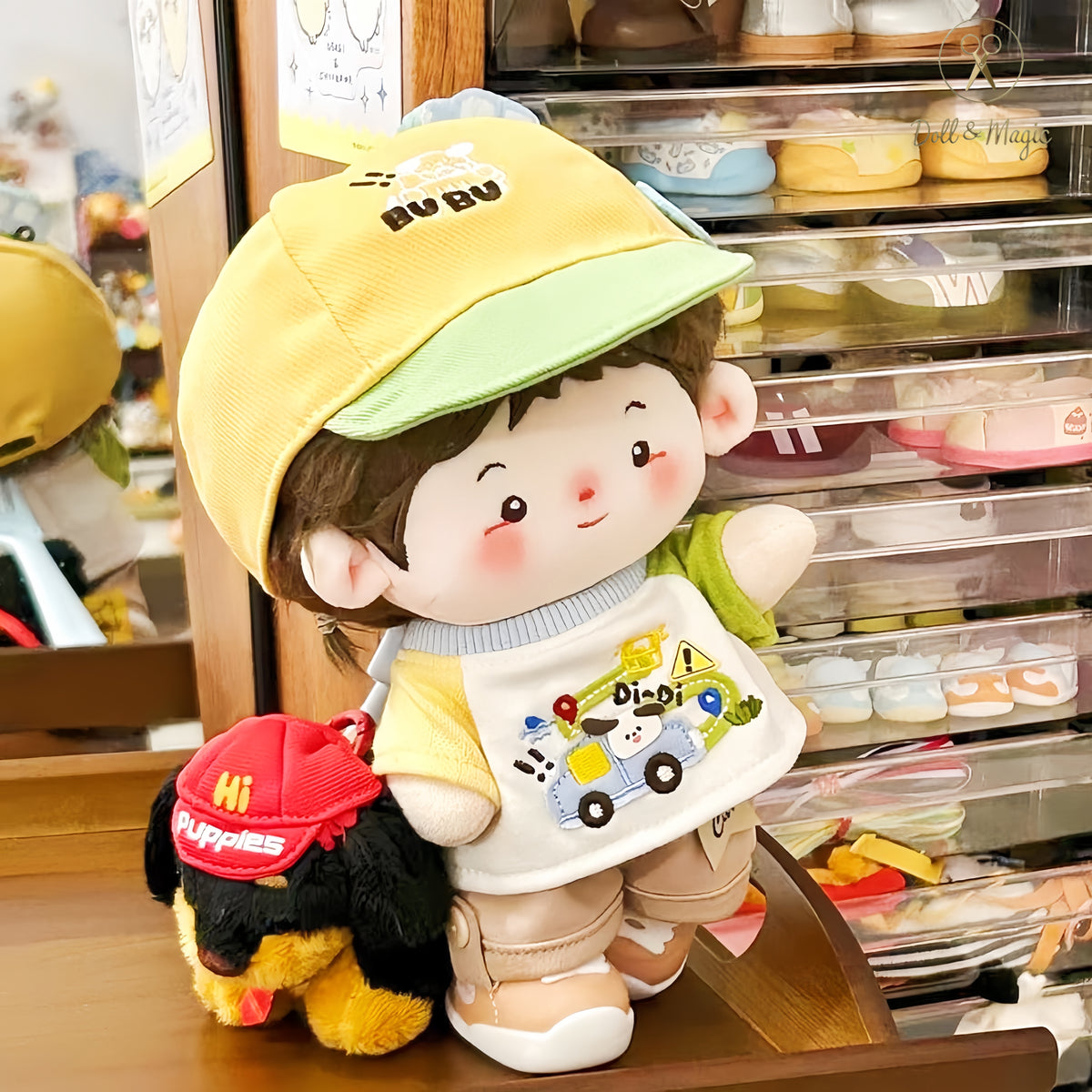 Puppy Didi Car 20cm Doll Outfit  6PCS Set – Kawaii Casual Outfit with Accessories, Perfect Gift for Plush Doll Lovers (No Doll)