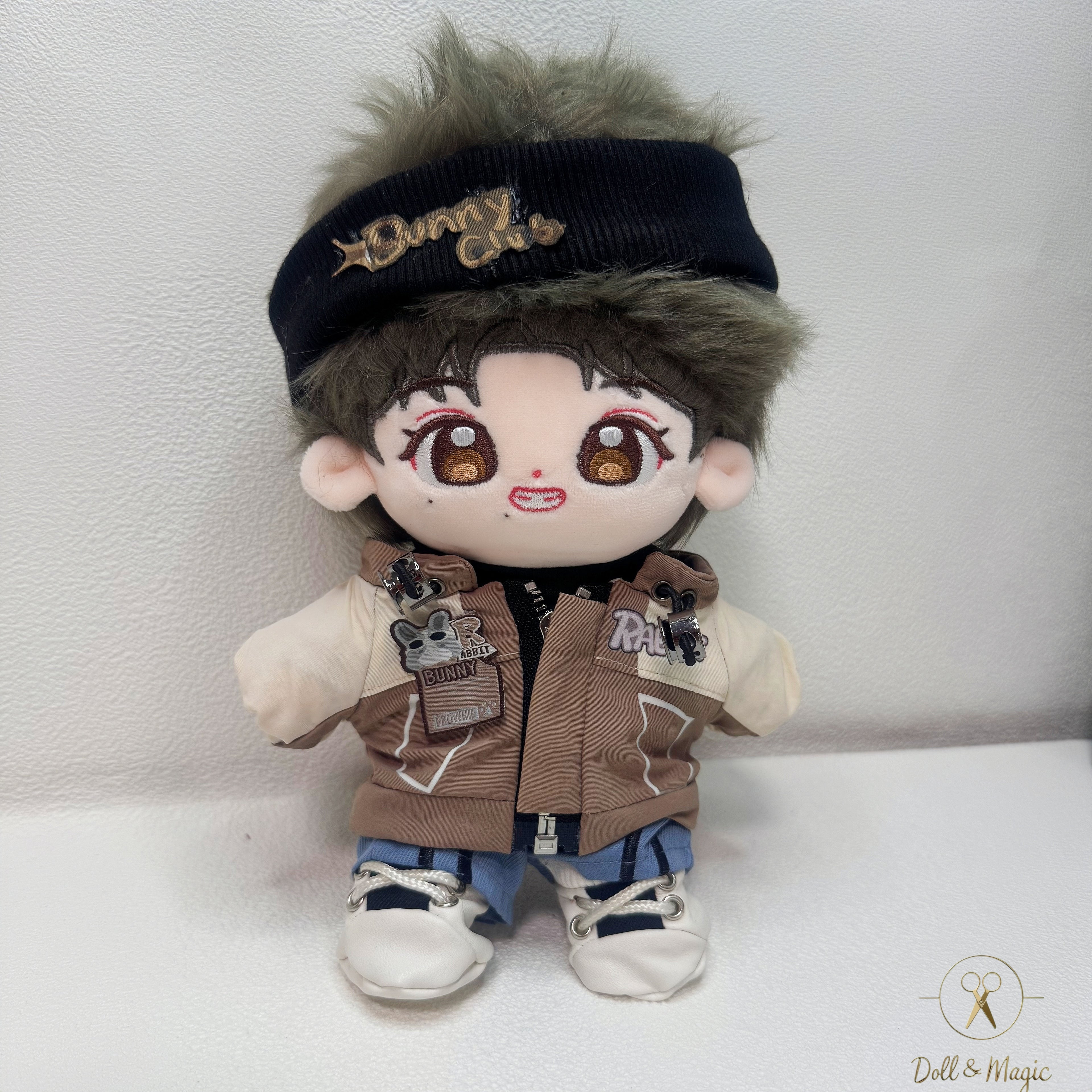 (No Doll)20cm Plush Doll Clothes 5PCS Set – Kawaii Casual Outfit for Stuffed Animal, DIY Dress Up Costume with Accessories