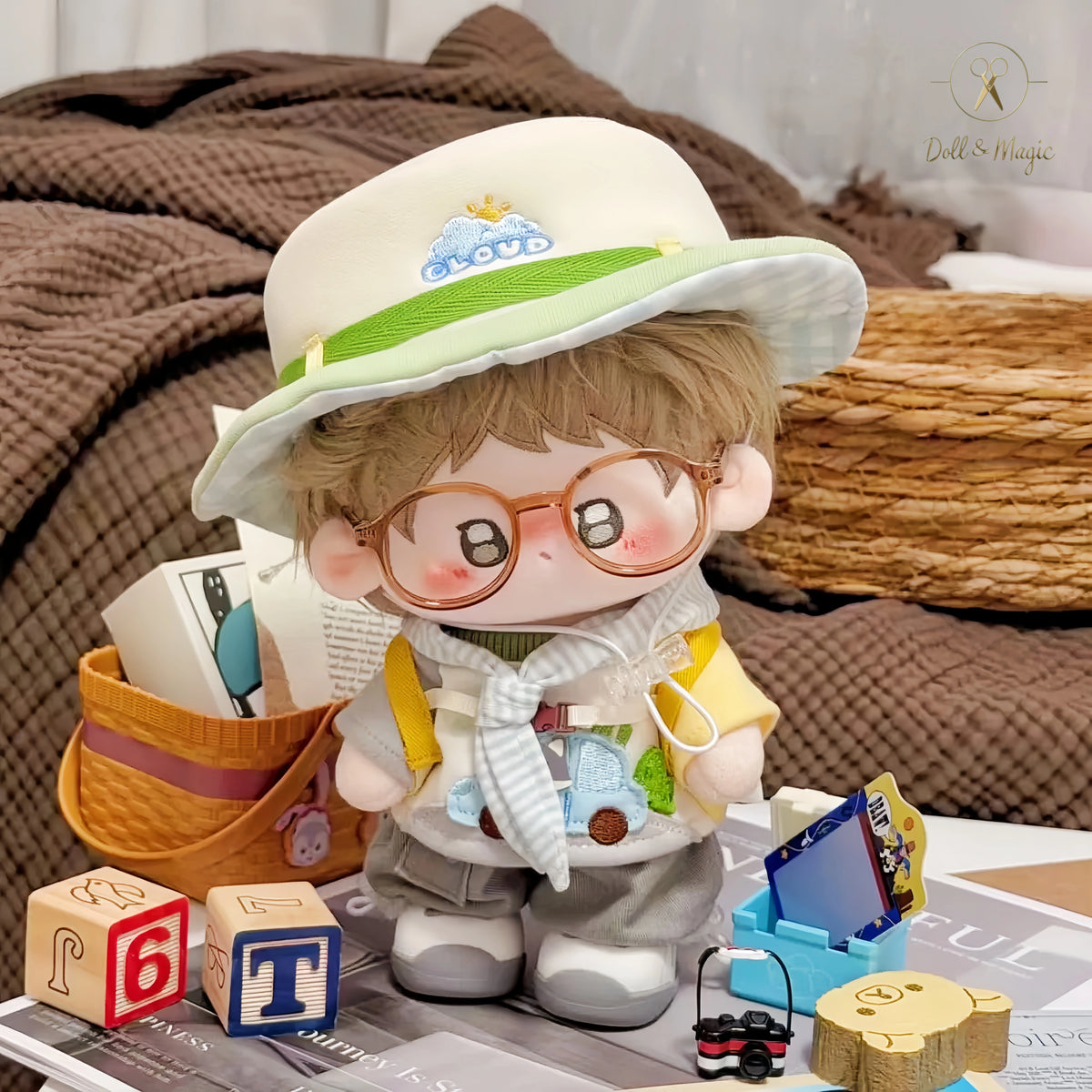 Little Wolf Forest 20cm Doll Outfit  6PCS Set – Kawaii Casual Outfit with Accessories, Perfect Gift for Plush Doll Lovers (No Doll)