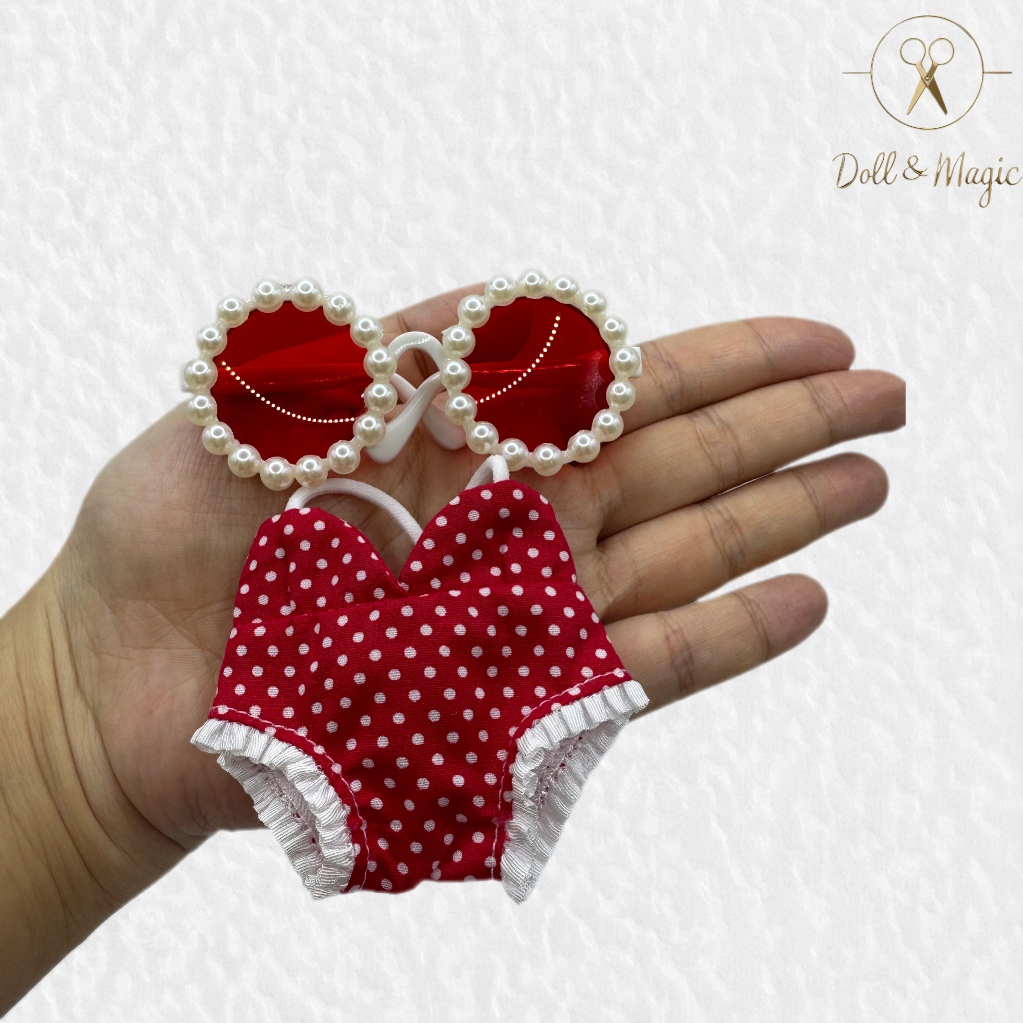 （No Doll)Cute Clothes Set for 17cm Doll – Chic Style Doll Outfit with Swimming Ring，Sunglasses, and Bikini – Kawaii Doll Clothes Accessories for Collectors & Fans