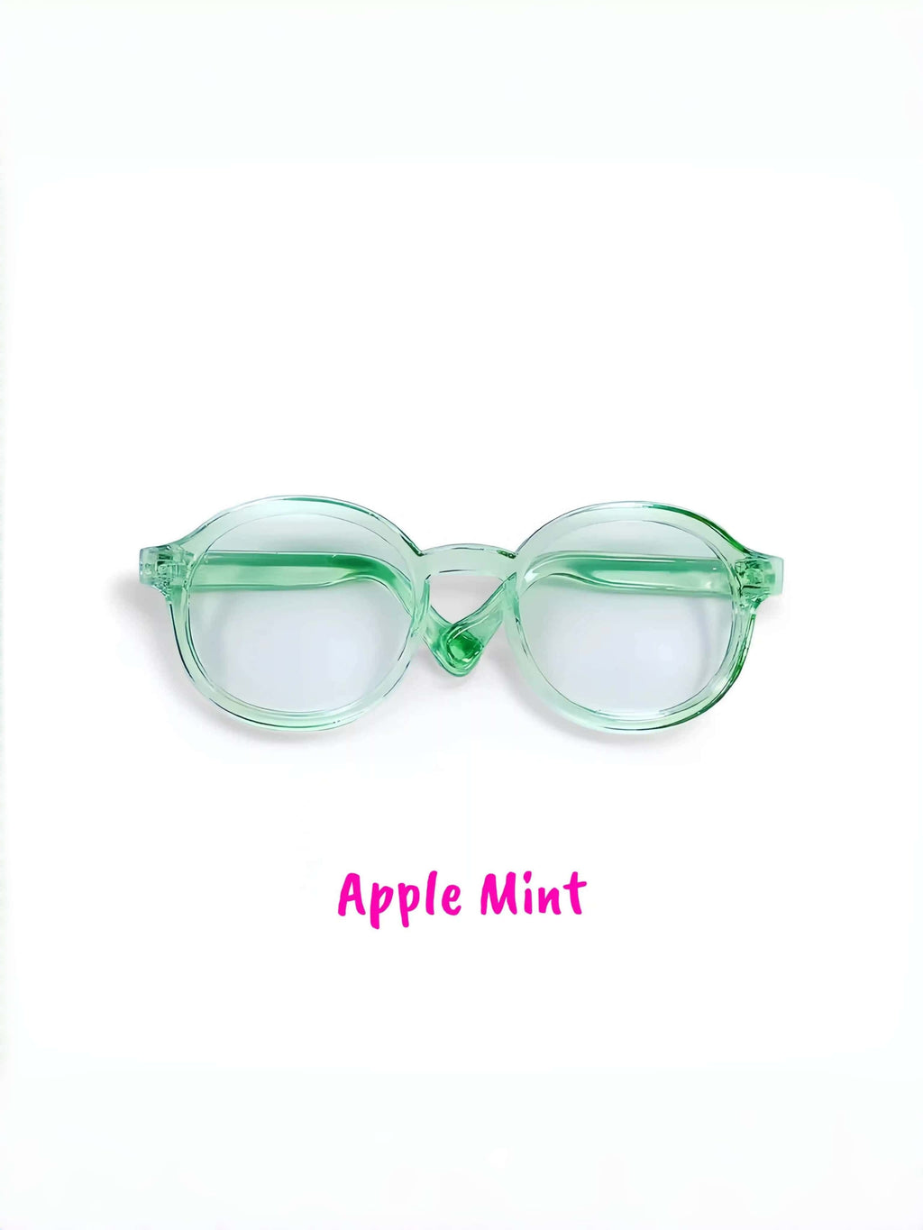 Jelly Bean Retro Round Glasses | 20cm Cotton Doll Clear & Pink Transparent Accessories