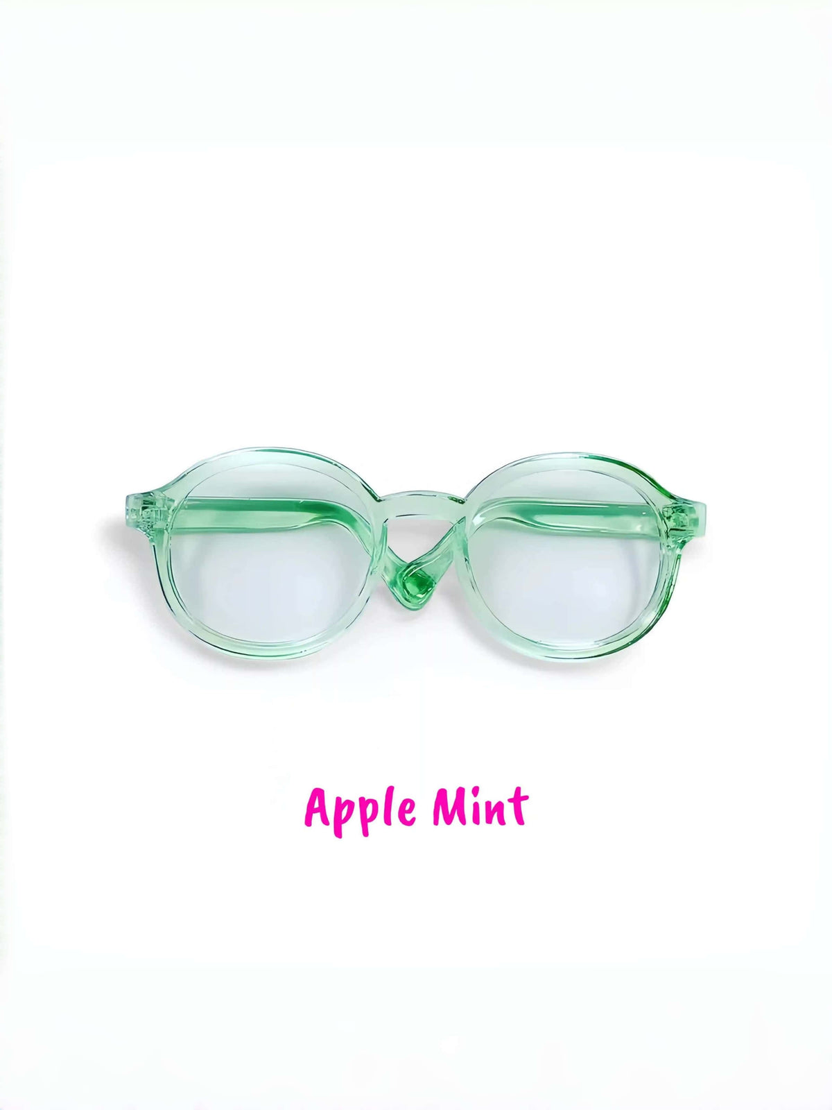 Jelly Bean Retro Round Glasses | 20cm Cotton Doll Clear & Pink Transparent Accessories