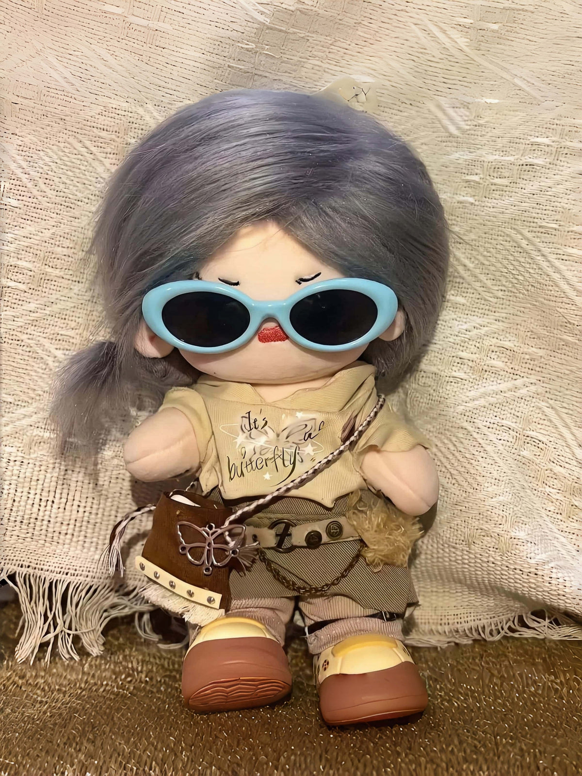 Y2K Retro Oval Cat-Eye Doll Shades | Trendy Sunglasses for 20cm Cotton Dolls
