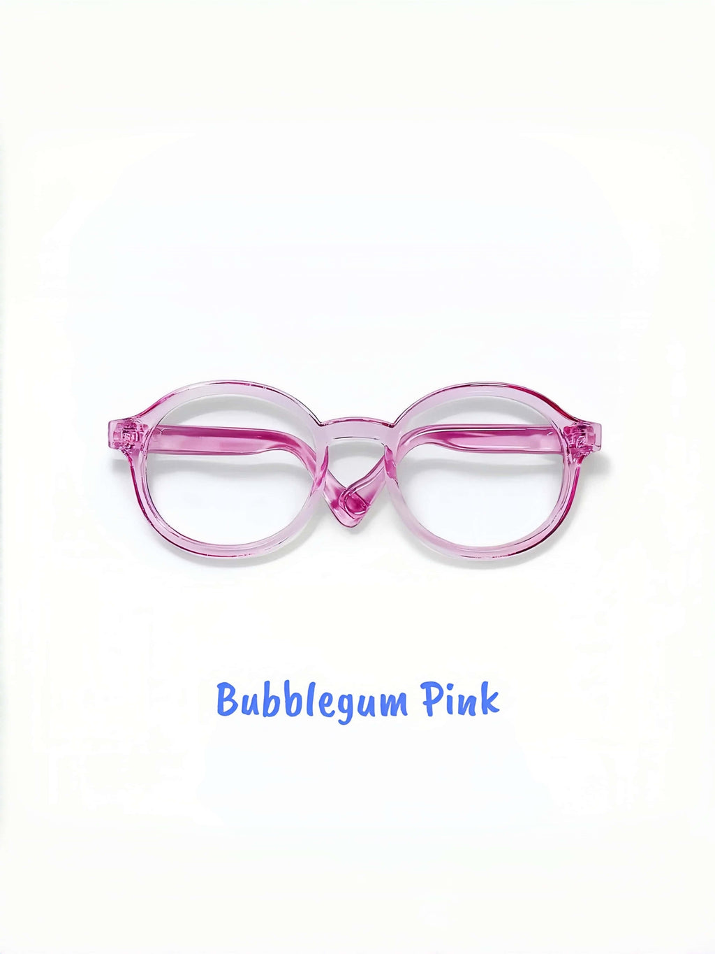 Jelly Bean Retro Round Glasses | 20cm Cotton Doll Clear & Pink Transparent Accessories