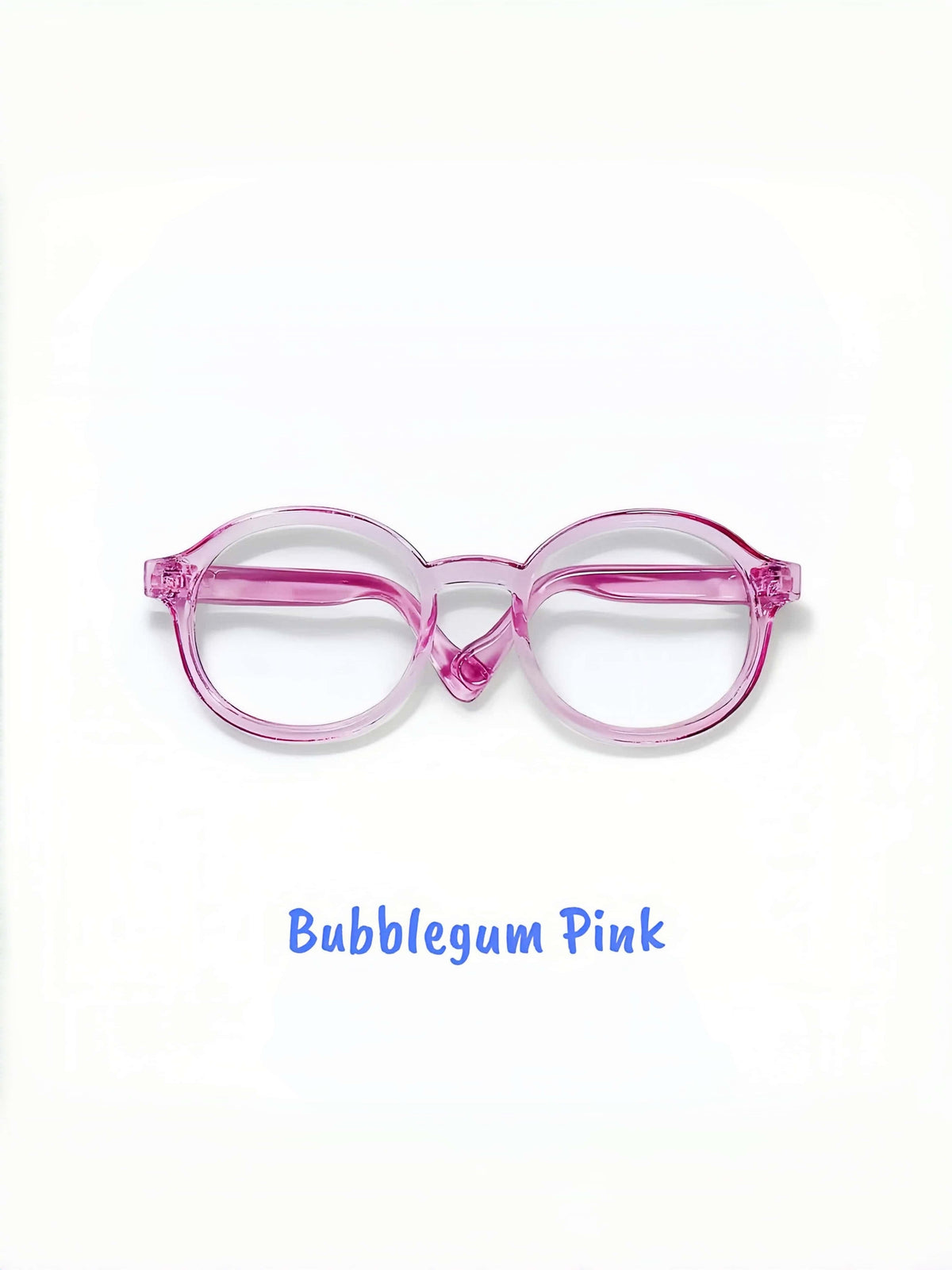 Jelly Bean Retro Round Glasses | 20cm Cotton Doll Clear & Pink Transparent Accessories