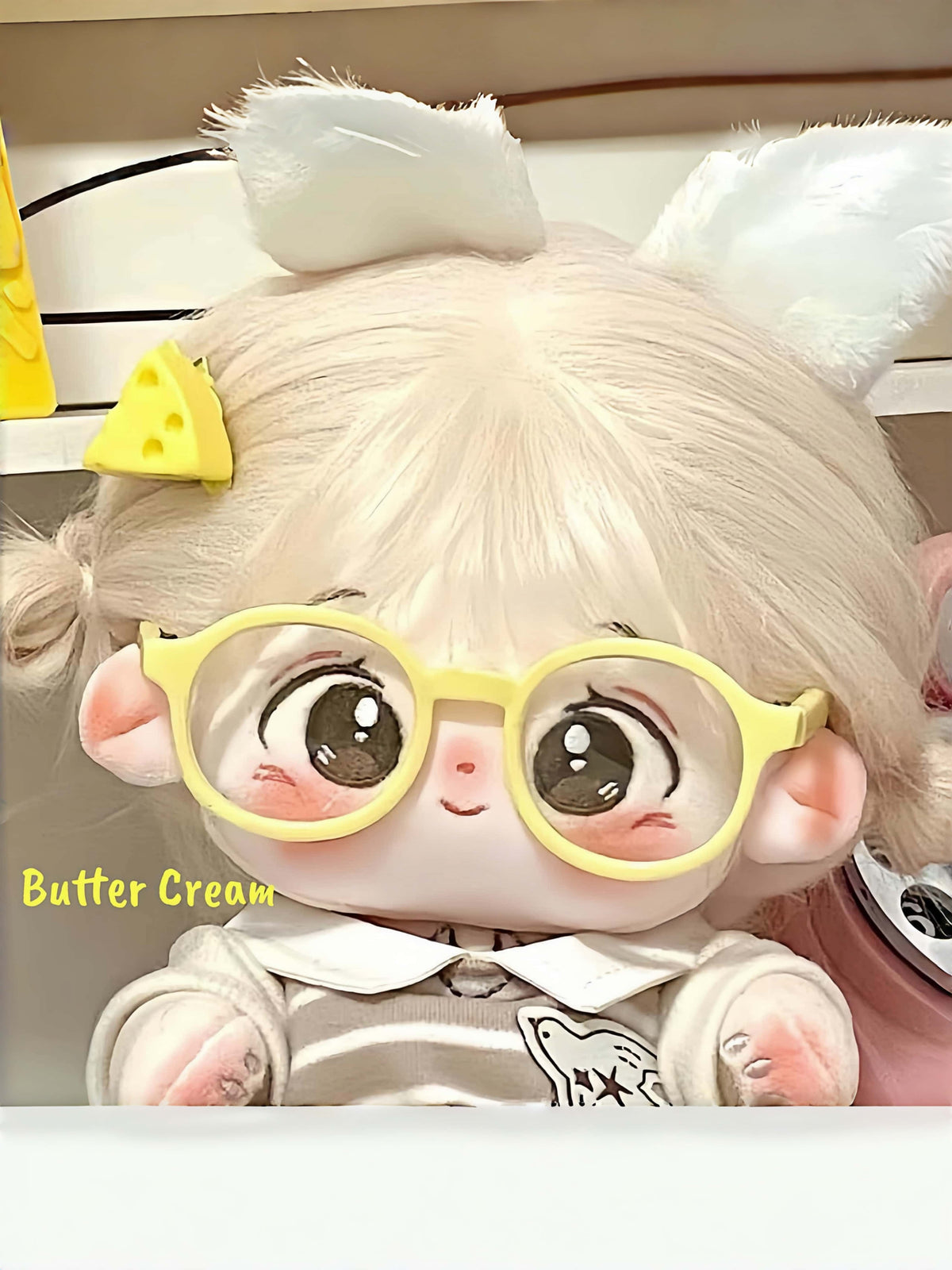 Jelly Bean Retro Round Glasses | 20cm Cotton Doll Clear & Pink Transparent Accessories
