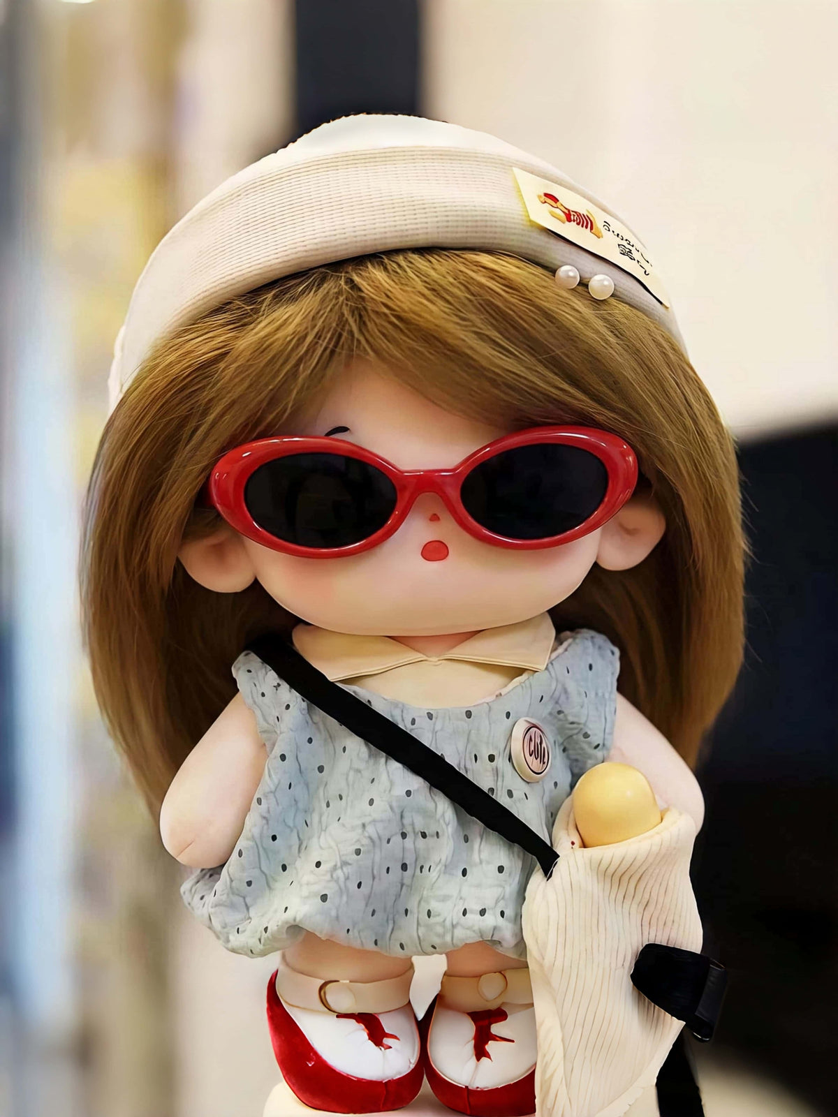 Y2K Retro Oval Cat-Eye Doll Shades | Trendy Sunglasses for 20cm Cotton Dolls