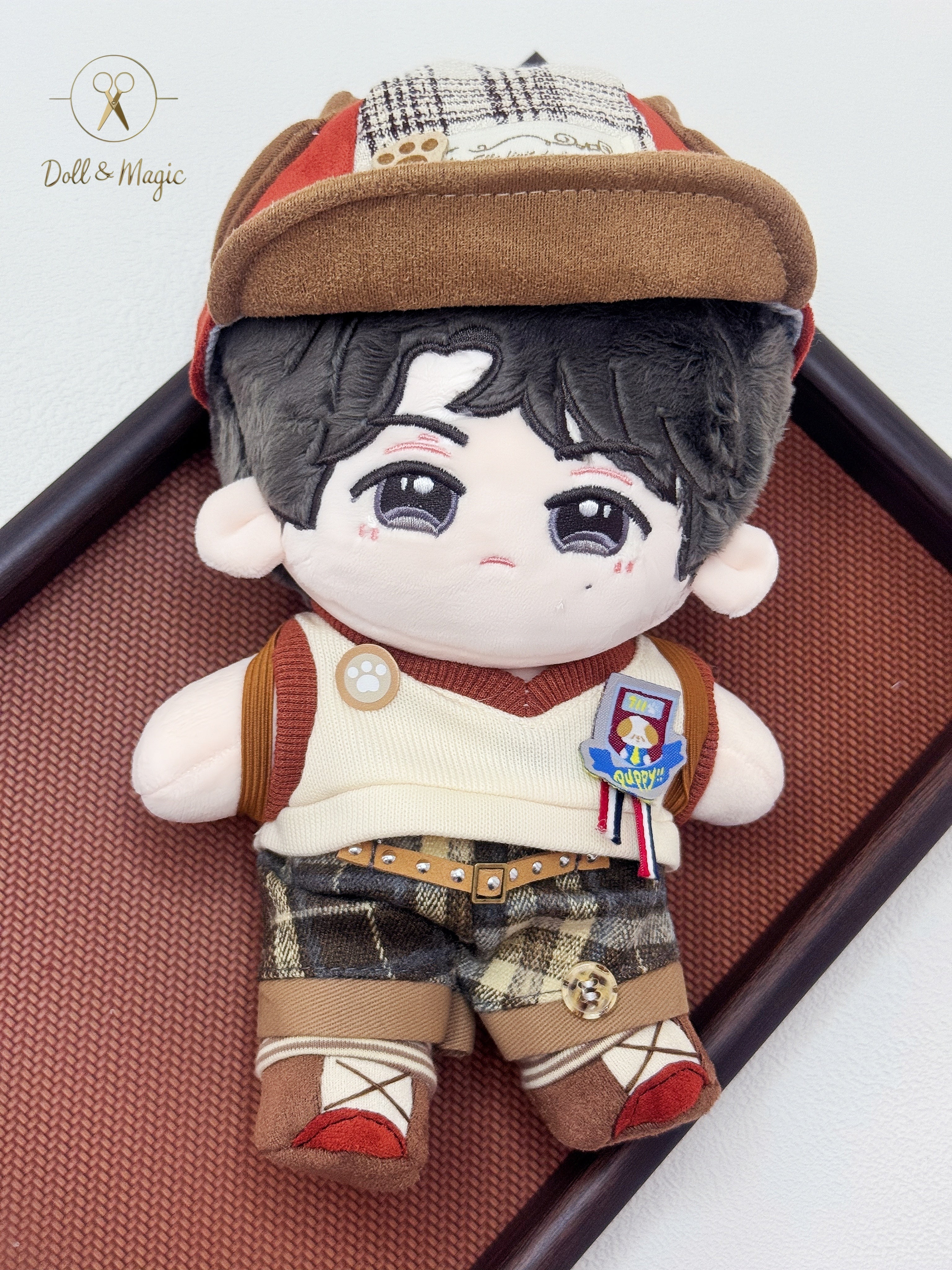 (No Doll)20cm Cotton Doll Clothes 5PCS Set – Kawaii Casual Outfit for Stuffed Animal, DIY Dress Up Costume with Accessories