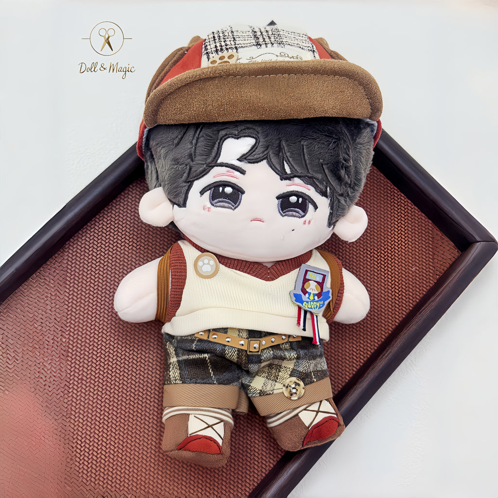 (No Doll)20cm Cotton Doll Clothes 5PCS Set – Kawaii Casual Outfit for Stuffed Animal, DIY Dress Up Costume with Accessories