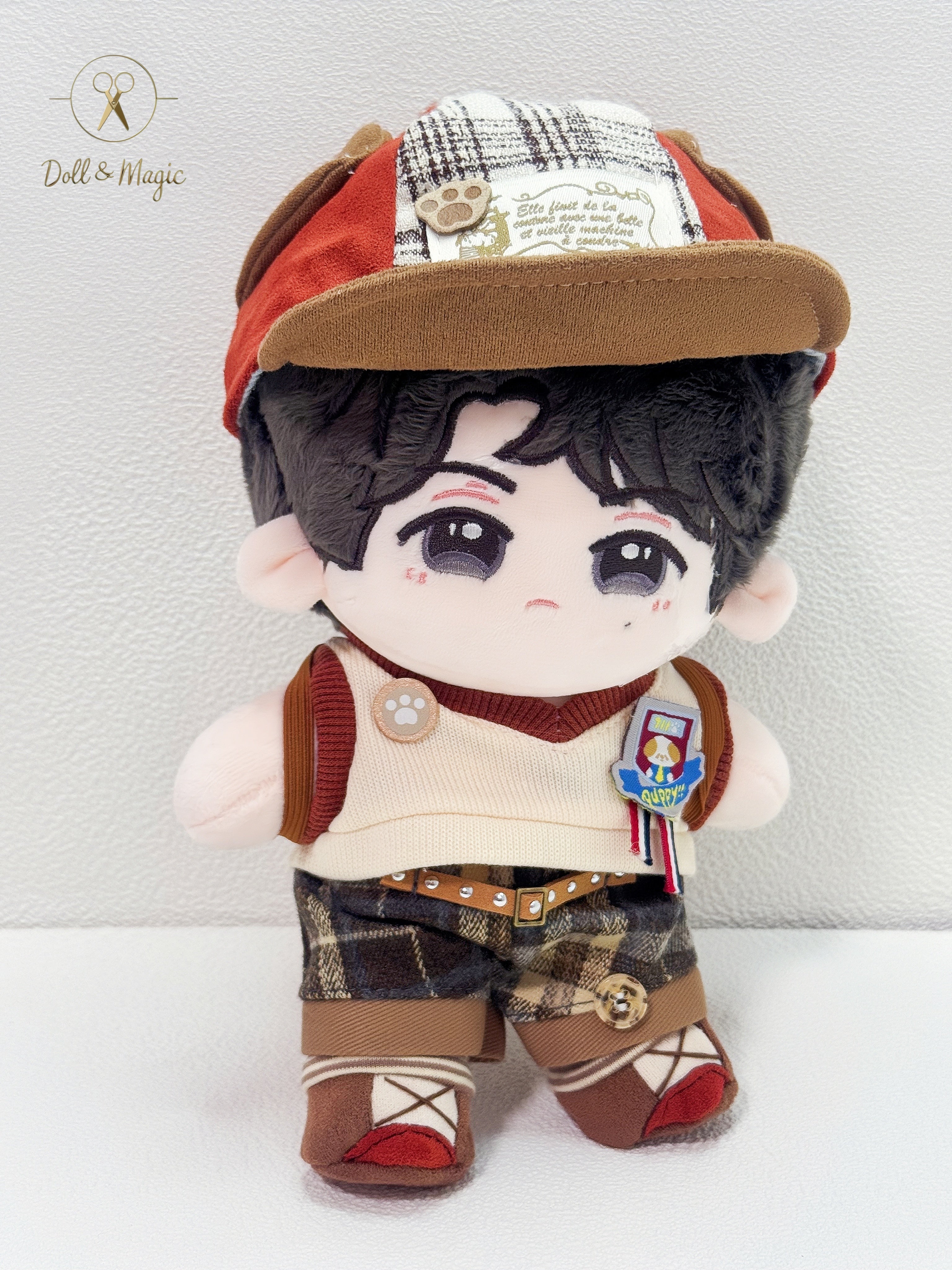 (No Doll)20cm Cotton Doll Clothes 5PCS Set – Kawaii Casual Outfit for Stuffed Animal, DIY Dress Up Costume with Accessories