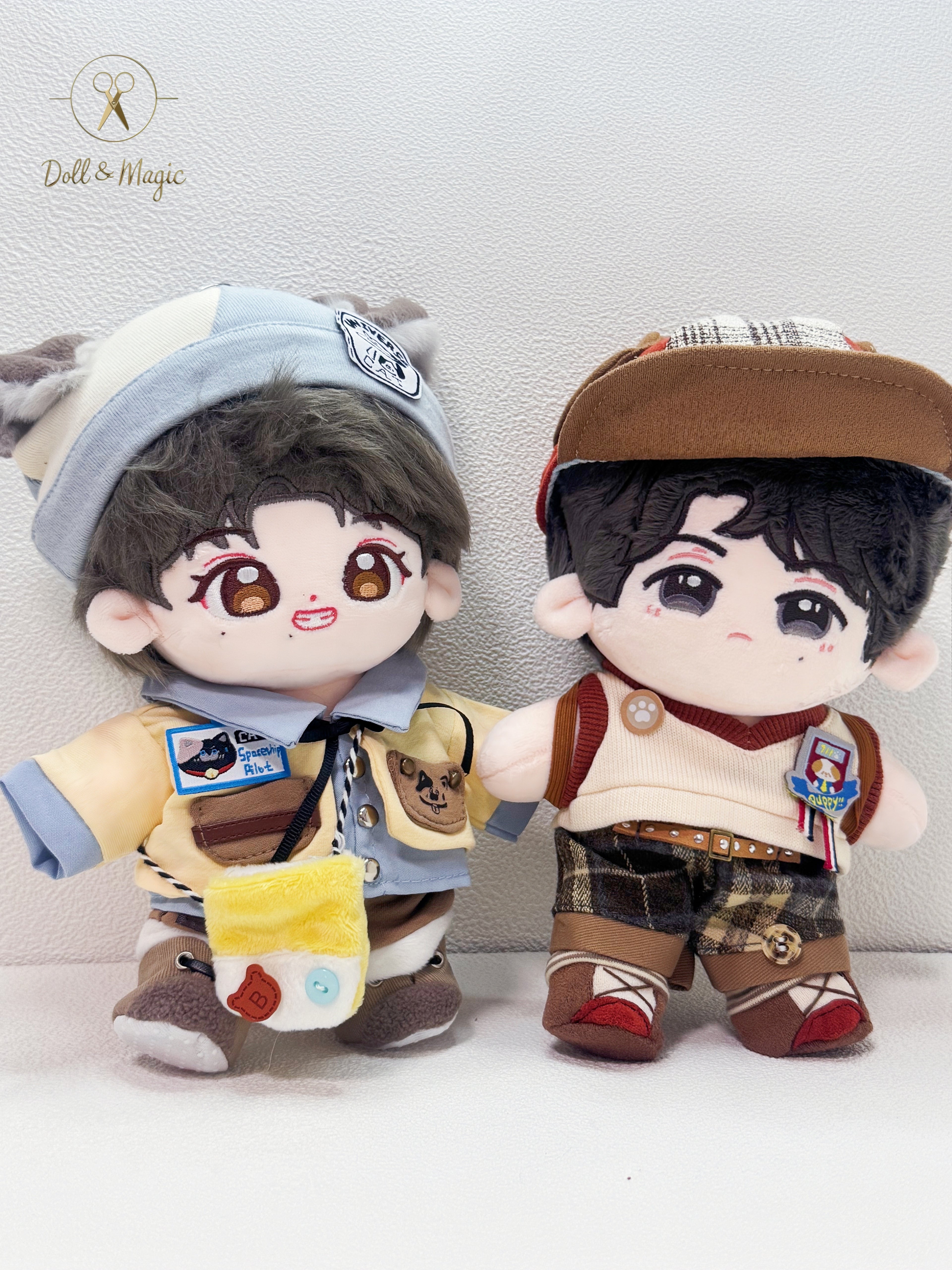 (No Doll)20cm Cotton Doll Clothes 5PCS Set – Kawaii Casual Outfit for Stuffed Animal, DIY Dress Up Costume with Accessories