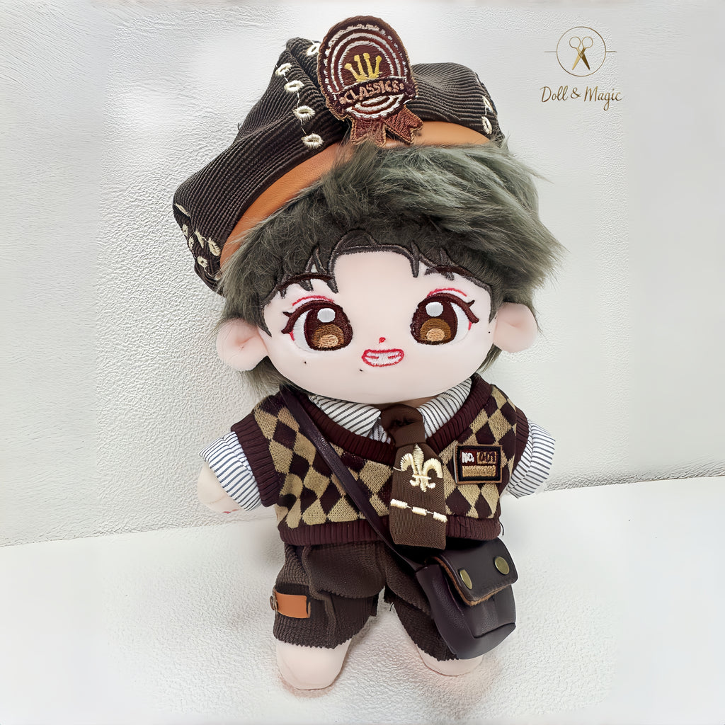 (No Doll)20cm Plush Doll Clothes 6PCS Set – Kawaii Casual Outfit for Stuffed Animal, DIY Dress Up Costume with Accessories