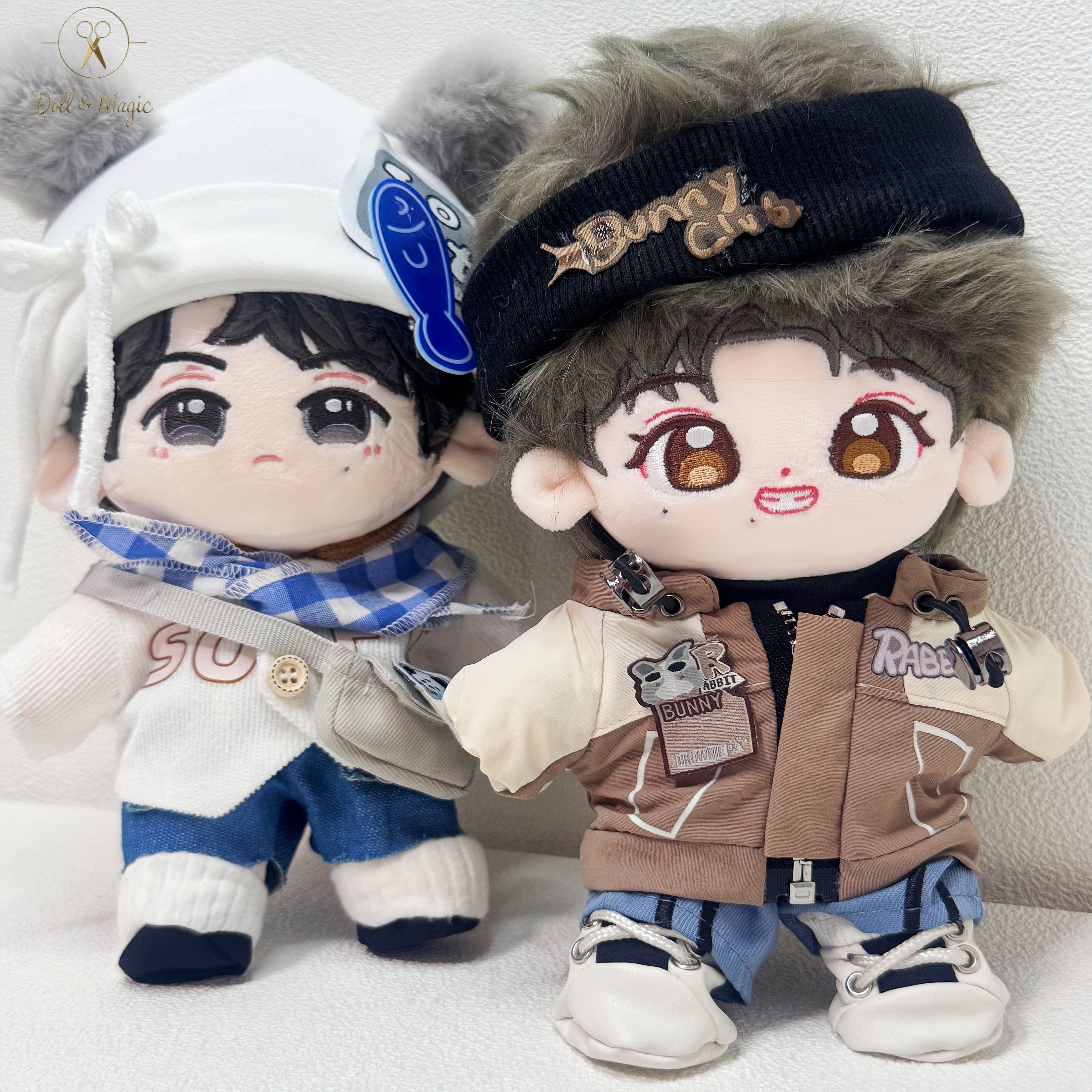 (No Doll)20cm Plush Doll Clothes 6PCS Set – Kawaii Casual Outfit for Stuffed Animal, DIY Dress Up Costume with Accessories