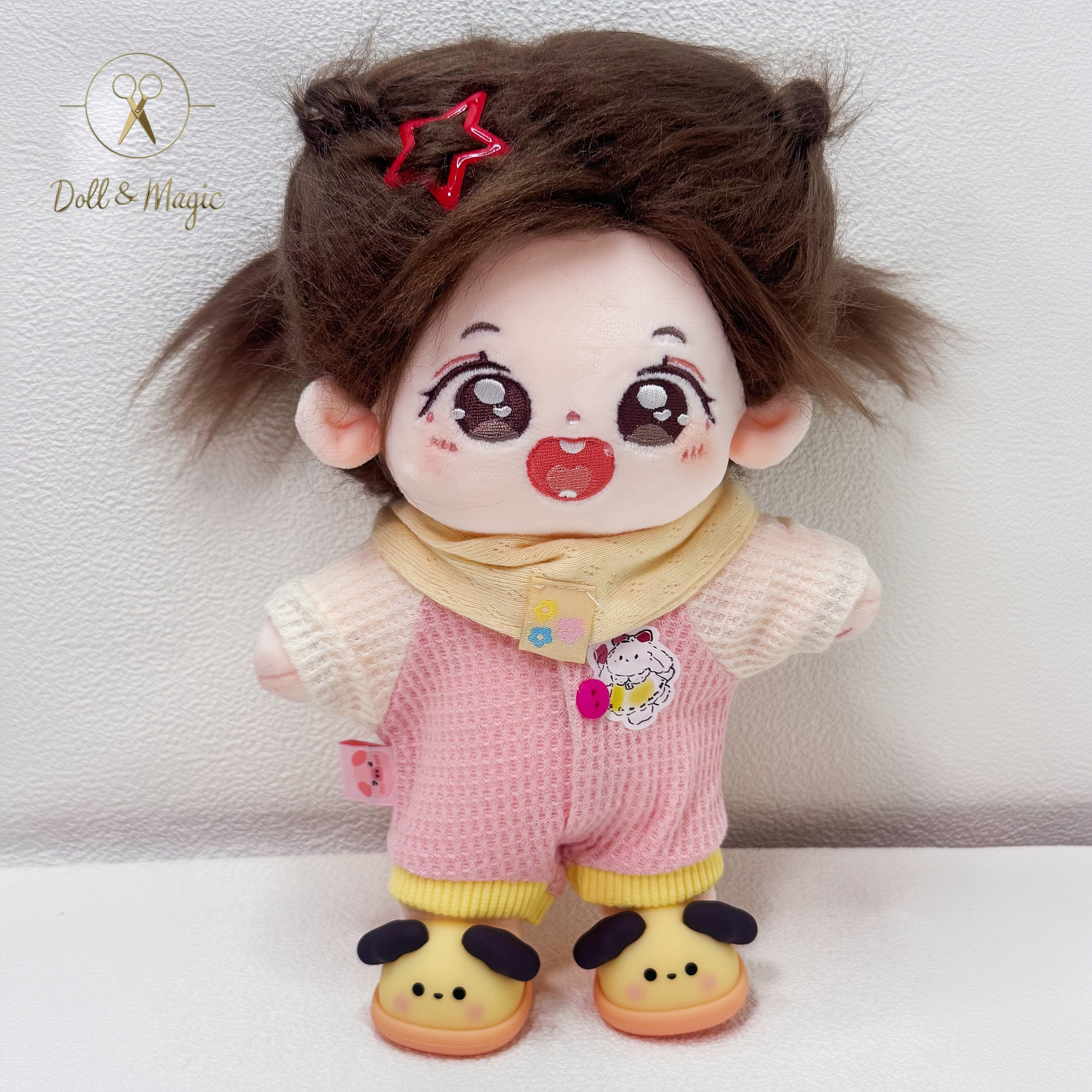 (No Doll)20cm Plush Doll Clothes 3PCS Set – Kawaii Casual Outfit for Stuffed Animal, DIY Dress Up Costume with Accessories